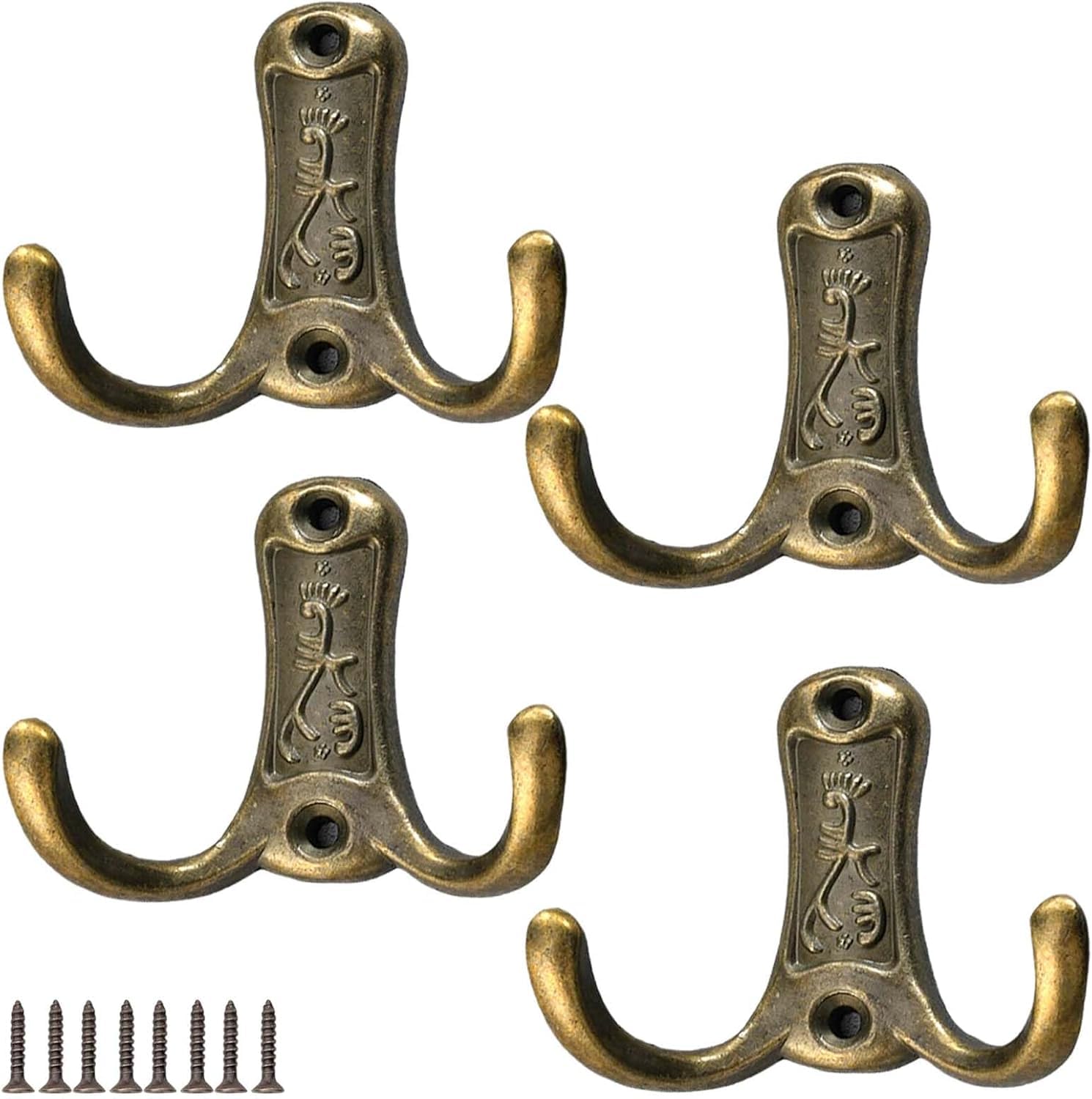 Paqwtyb One Color Hooks, 4 Pack Zinc Alloyretro Wall Mounted Coat Hook