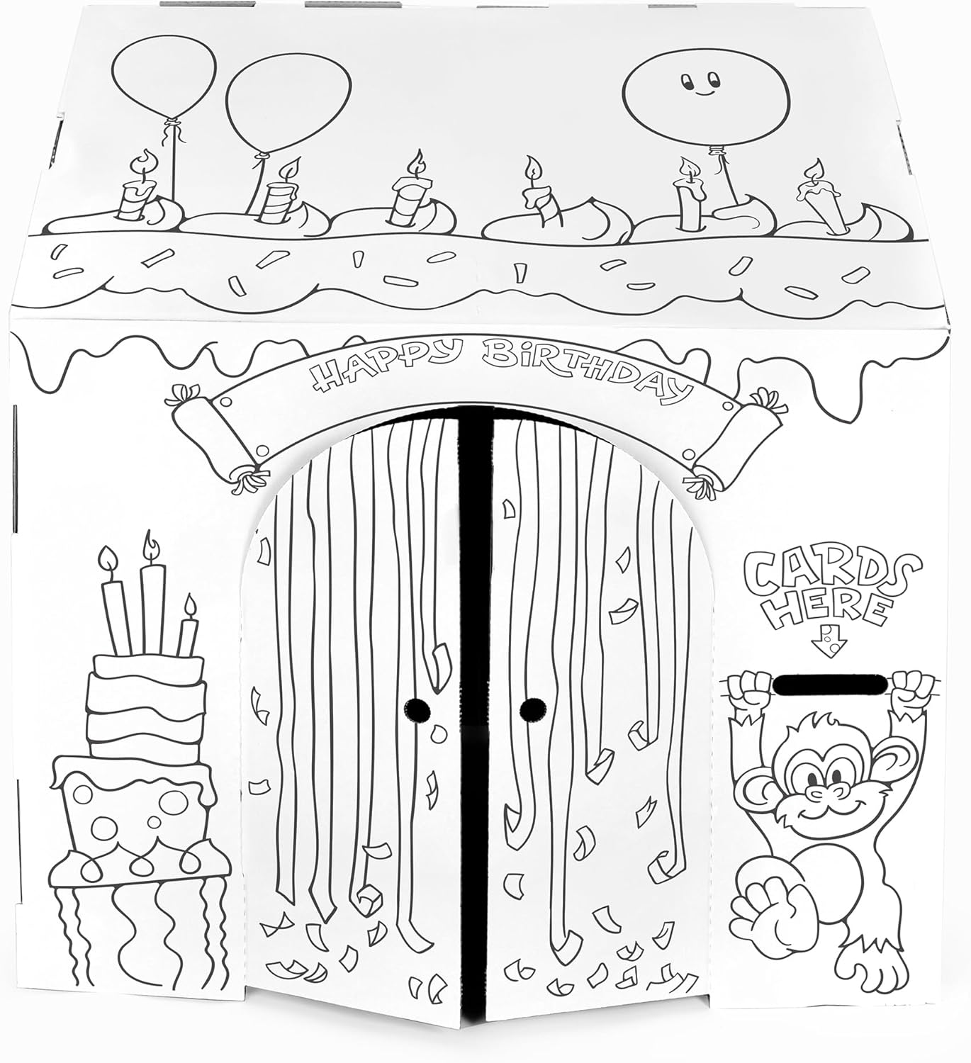 Easy Playhouse Birthday - Kids Art & Craft for Indoor & Outdoor Fun, Color, Draw, Doodle – Decorate & Personalize The Cardboard Fort, 32" X 26. 5" X 40. 5" - Age 3+