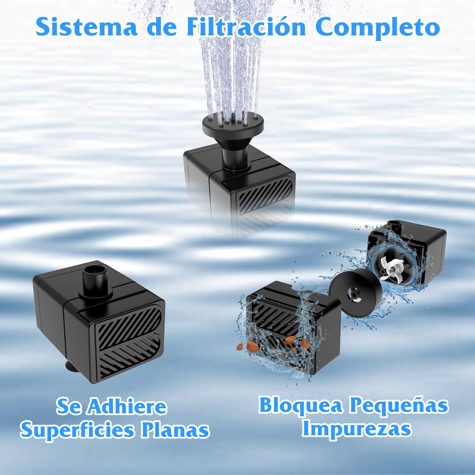 Fuente Solar 2,5W Baño de Pájaros Bomba Desmontable Actualizada con Clip de Fijación con 6 Efectos de Pulverización para Riego de Aves, Decoración de Jardine