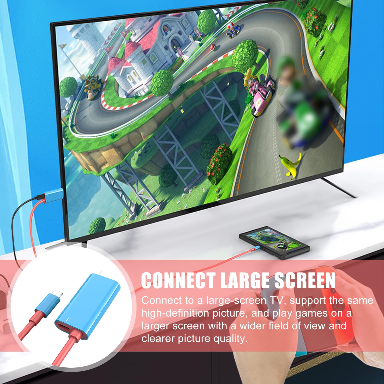 USB Typ C zu HDMI Konverterkabel, tragbar er HDMI-Adapter für NS-Standard/OLED-Modell, USB-C-auf-HDMI-Kabel kompatibel mit Nintendo Switch, für den TV Dock Modus auf Steam Deck, Smartphones, PC