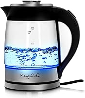 Vista 2 de MegaChef 1.8Lt. Cuerpo de vidrio y hervidor de té eléctrico de acero inoxidable con infusor de té