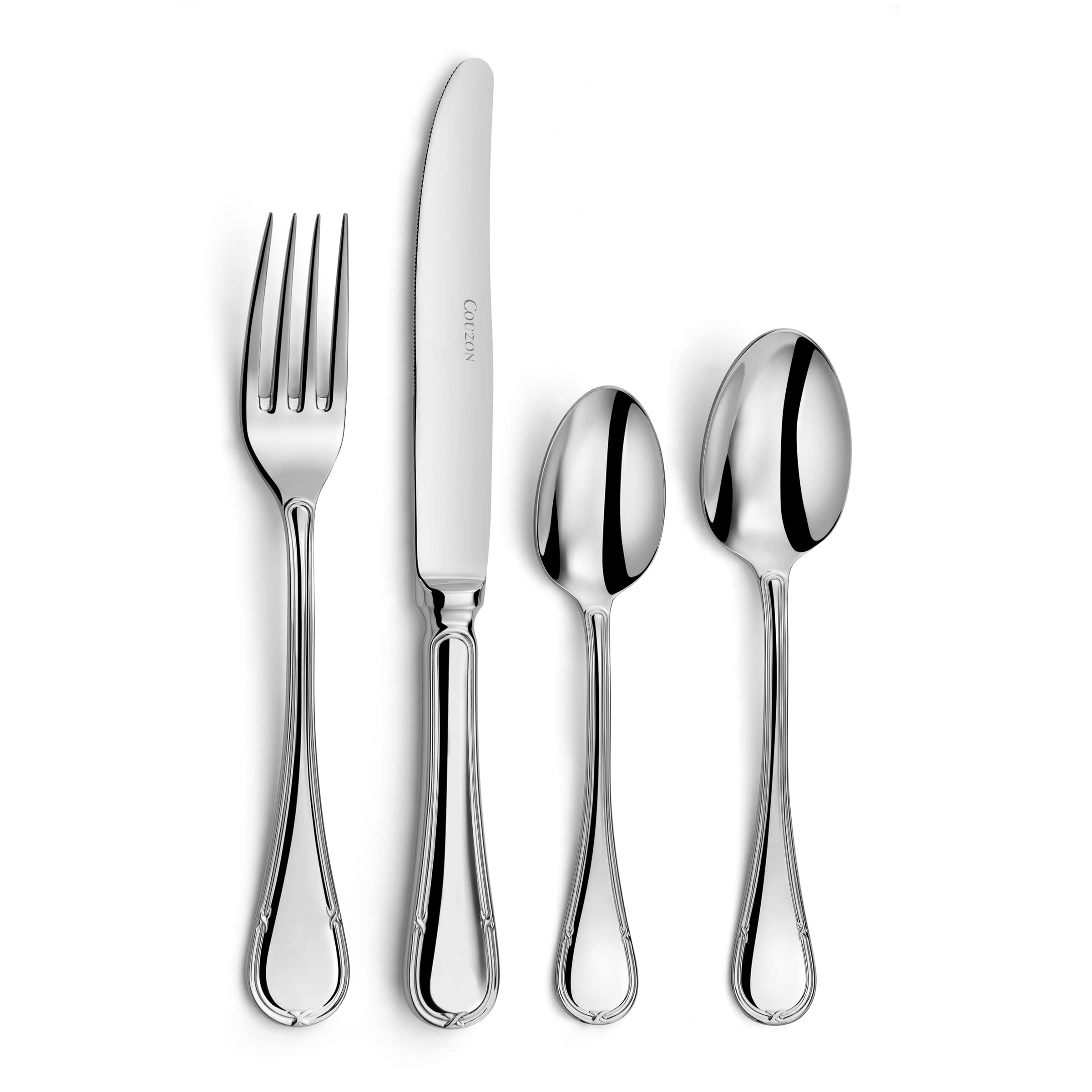 Couzon - Cubertería de 24 cubiertos de mesa para 6 personas, acero inoxidable 18/10, acabado espejo, grosor 3,5 mm, acero inoxidable