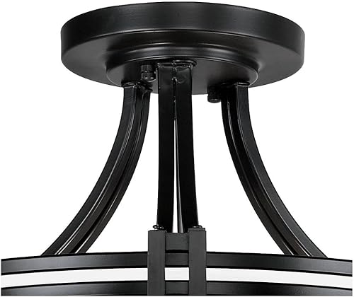 Miniatura 6 de Possini Euro Design Deco - Lámpara de techo semiempotrada moderna de 16 pulgadas de ancho, bronce aceitado, marrón bronce aceitado, pantalla de