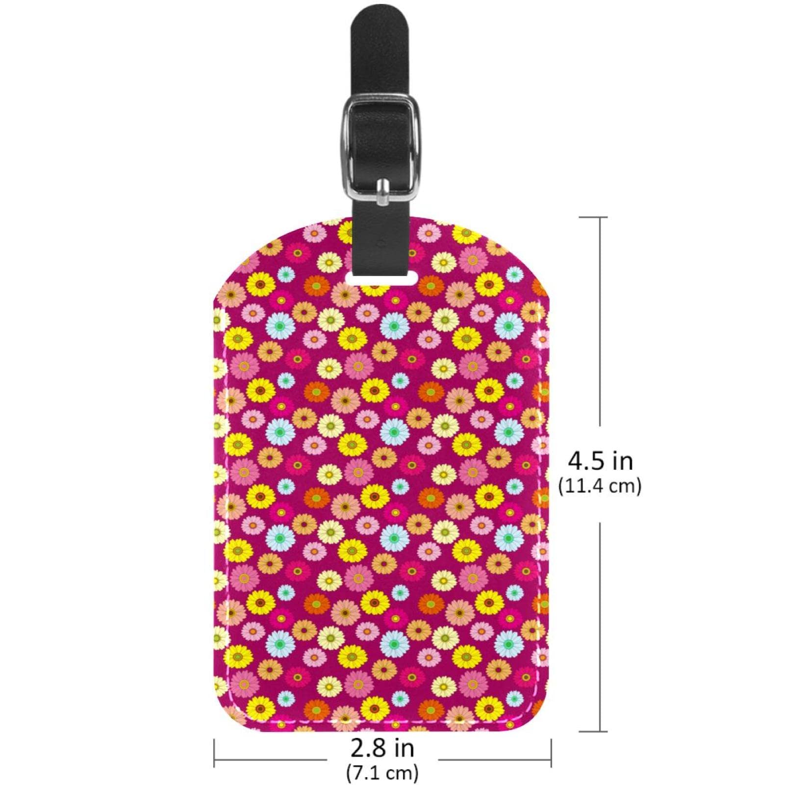 Confezione da 2 etichette per bagagli, motivo floreale astratto colorato in pelle PU, etichette per borse da viaggio con copertura privacy