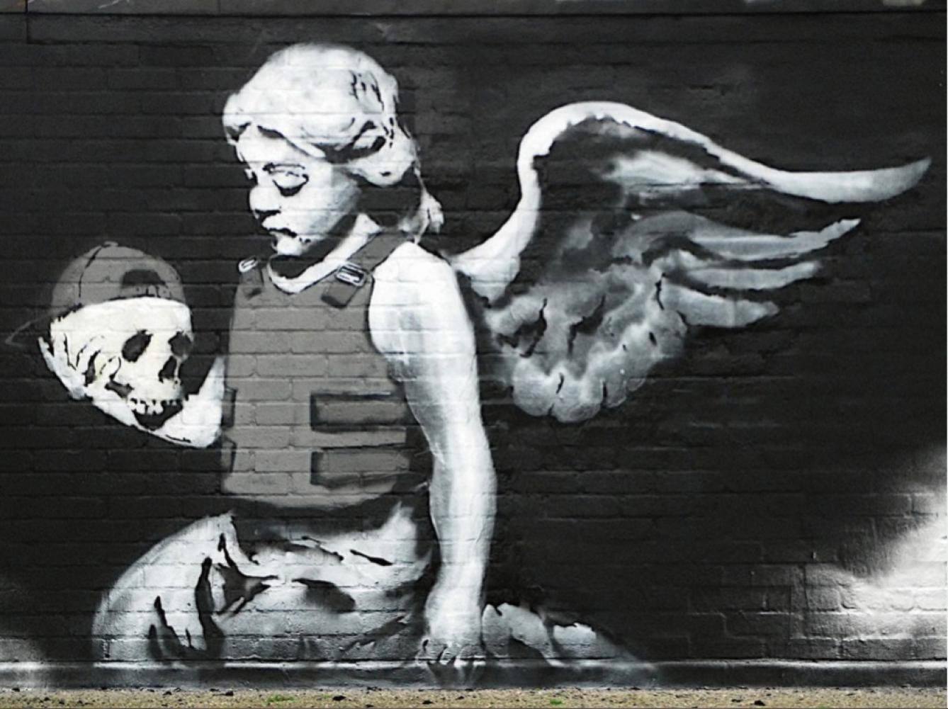 BANKSY☆ 死神 ポスター☆full colour Black☆ FULL COLOUR BLACK BANKSY FLOWER BOMBER POSTER ART PRINT