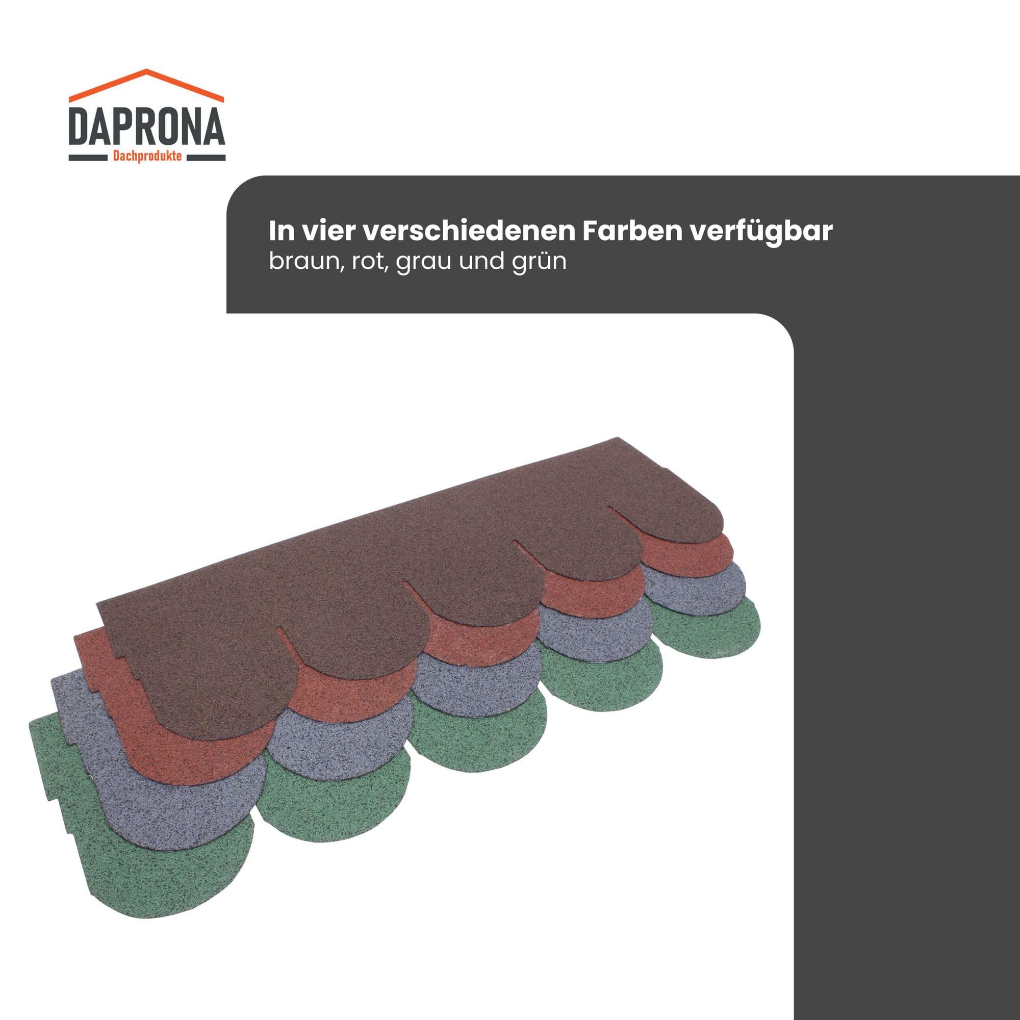 20x Bitumen Dachschindeln Biberschwanz Grau 1 m x 32 cm - 2,6 m² selbstklebend mit Glasvlieseinlage - wetterfest & UV-beständig für Gartenhaus, Carport, Garage, Pavillon
