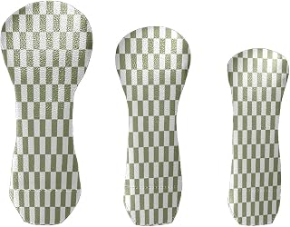 Golf Club Head Cover Waterproof Leather for Driver & Fairway Wood, Driver Headcovers, Golf Accessories for Men Women, Anti-Scratch, Golf Gift for Golfers, 1/3/5 Wood Cover Sage Green Plaid Checkered