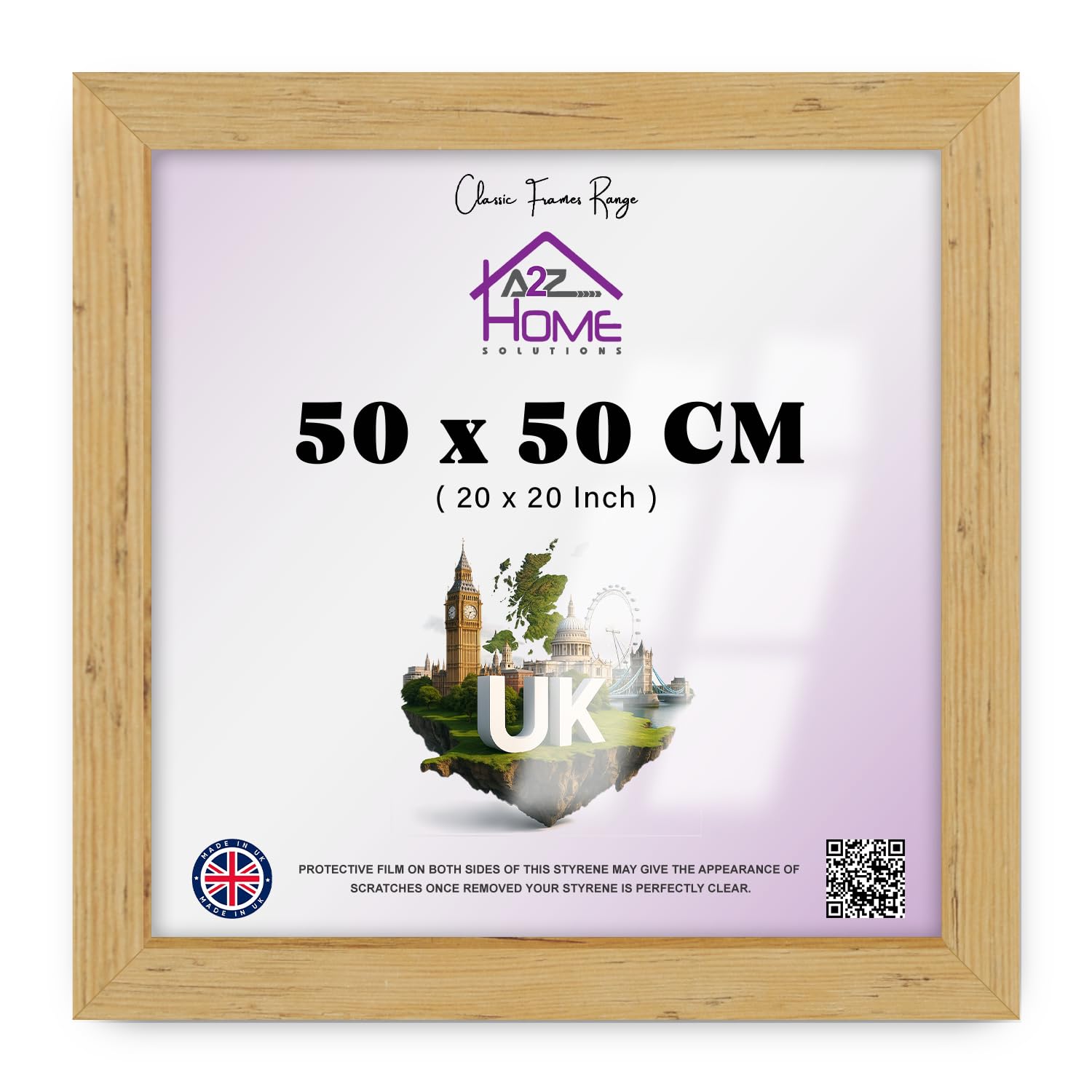 A2z Home Solutions Pine — Classic (50 X 50 Cm) Engineered Wood Effect Picture Frames | For Images | Landscape And Portrait Display | Tabletop Or Wall Mount | Stand Or Hang Square 20 X 20 Inch