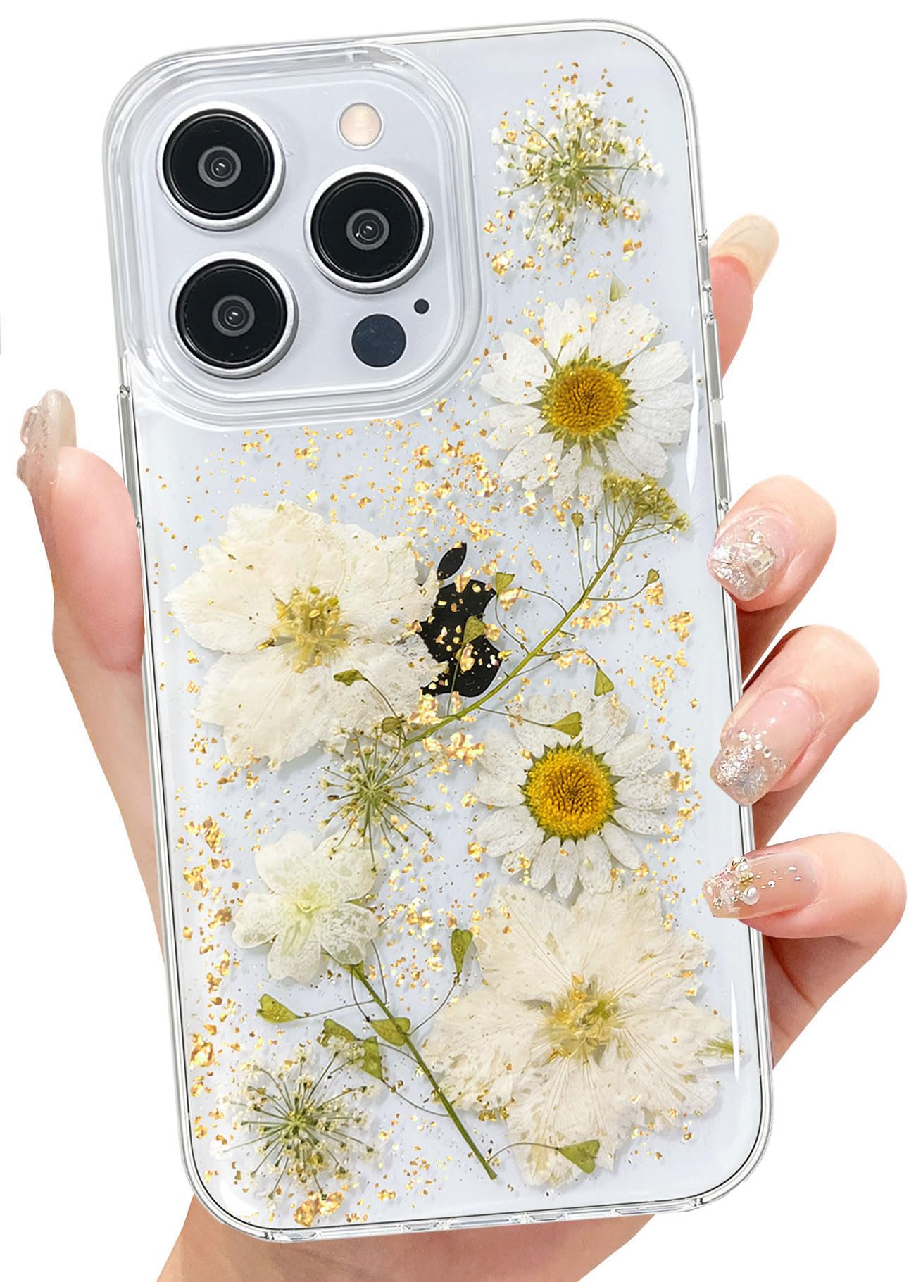 Abbery für iPhone 15 Hülle Blumen Muster Durchsichtig Mit Ge