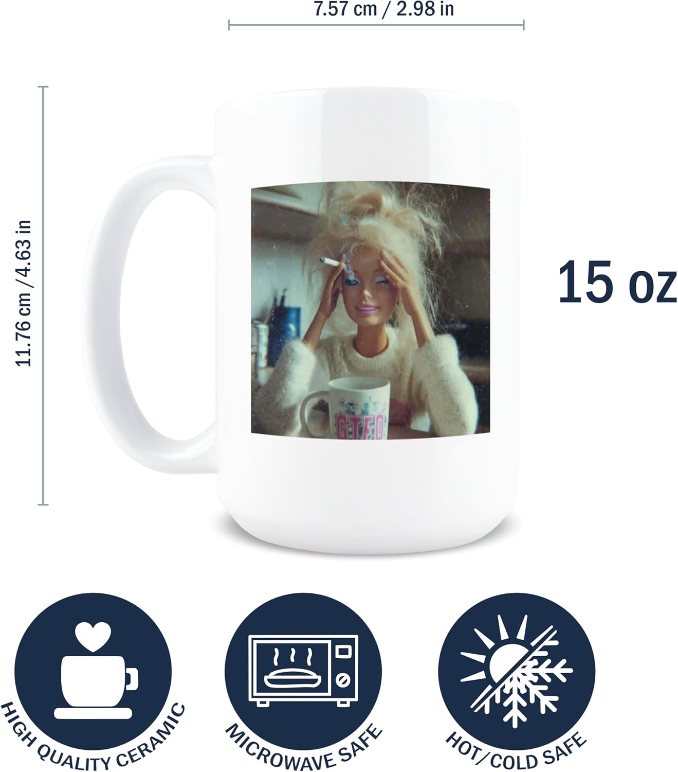 Hogg Smoking Doll Mug, 15 oz Ceramic Sarcastic Coffee Cup, Distresed Doll Coffee Mug, Sarcastic Gifts For Women, Gag Gifts For Women, Funny Stuff, Funny Office Humor image 2