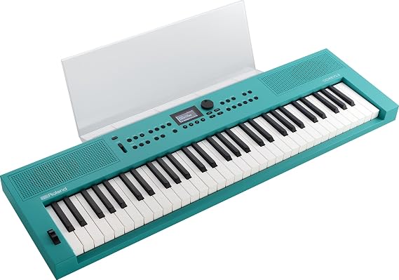 Roland GO:KEYS 3 Turquoise Music Creation Keyboard Bundle with Sustain Pedal, Adjustable Stand, Online Piano Lessons, and Austin Bazaar Polishing Cloth
