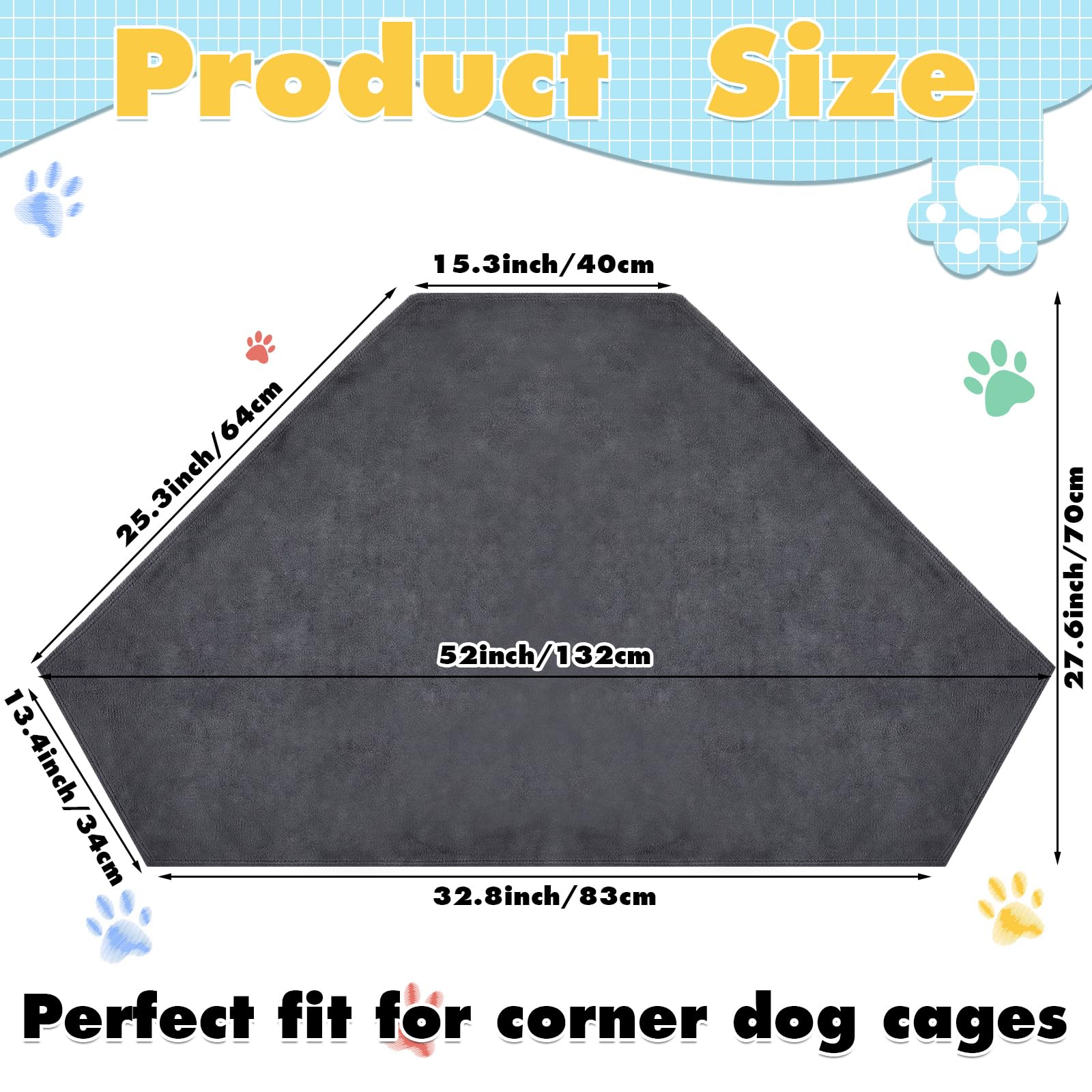 Fanfanwin Tapis de cage pour chien lavable de 132 x 70 cm - Tapis de niche pour chien de grande taille - Couverture en peluche pour animal domestique - Table d'appoint (tapis uniquement)
