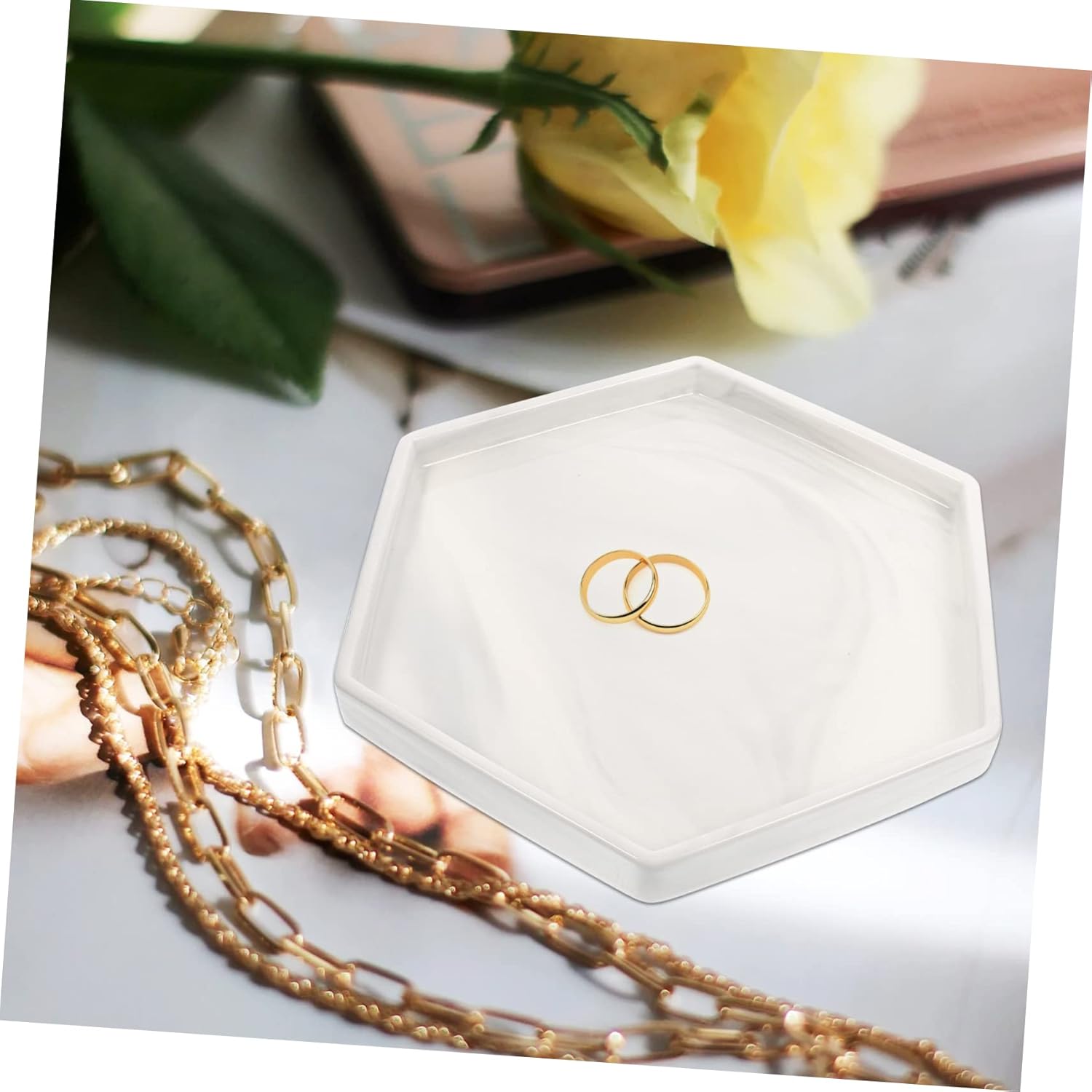 Garneck Ceramic Jewelry Dish Decorative Tray for Trinket Storage Plate for Home Organization Elegant Design for Dresser Showcase and Jewelry Store