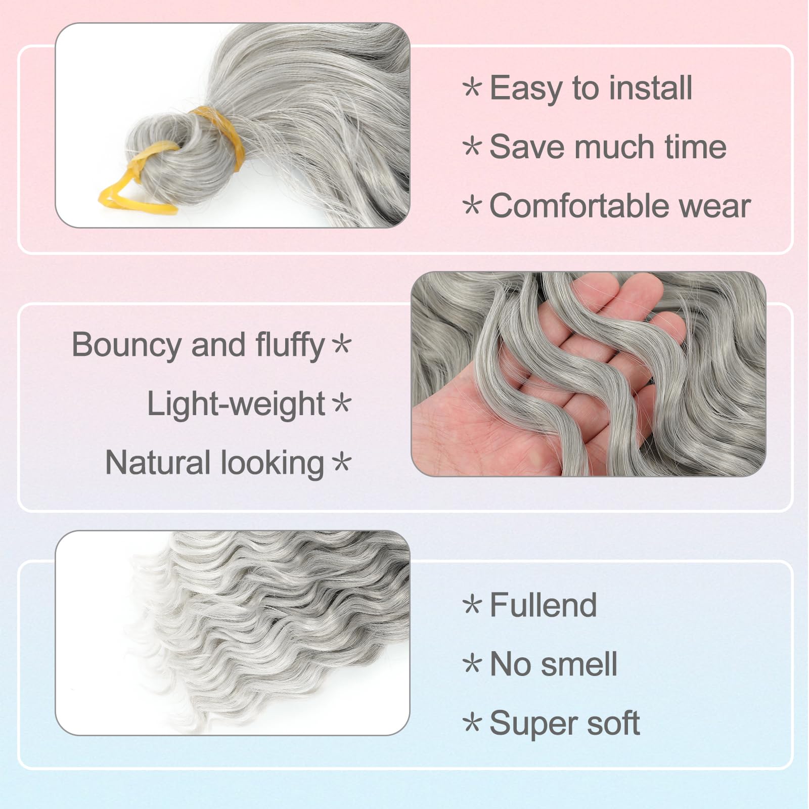MLETULIPS Curly Crochet Braiding Hair Extensions Deep Wave Braiding Hair Ocean Wave Crochet Hair Soft Synthetic Bohemian Curly Water Wave Crochet Braids for Women (T10/56C# - Image 4