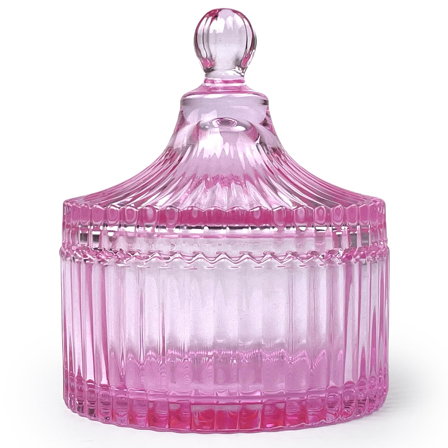 Colorful Glass Jar With Lid,Candy Cookie Jars,Valentine Easter Candy Dish,Jewelry Box,Cutecore Room Decor,Biscuit Containers Food Storage(Pink)