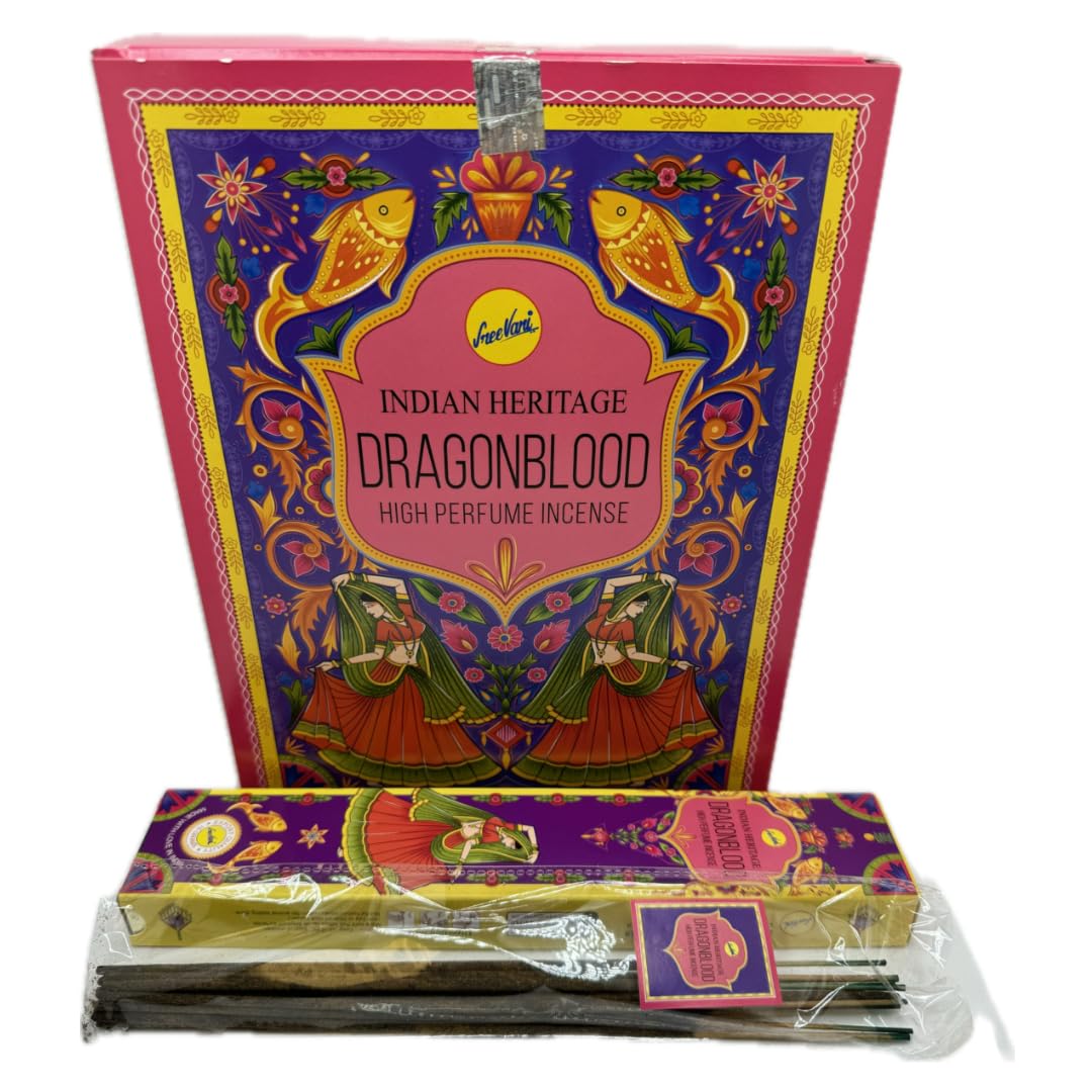 Sreevani Incense Sticks |Indian Heritage |High Perfume| Gift Pack of 12(15g ea.) -Dragon Blood, Brown, 8906037225312