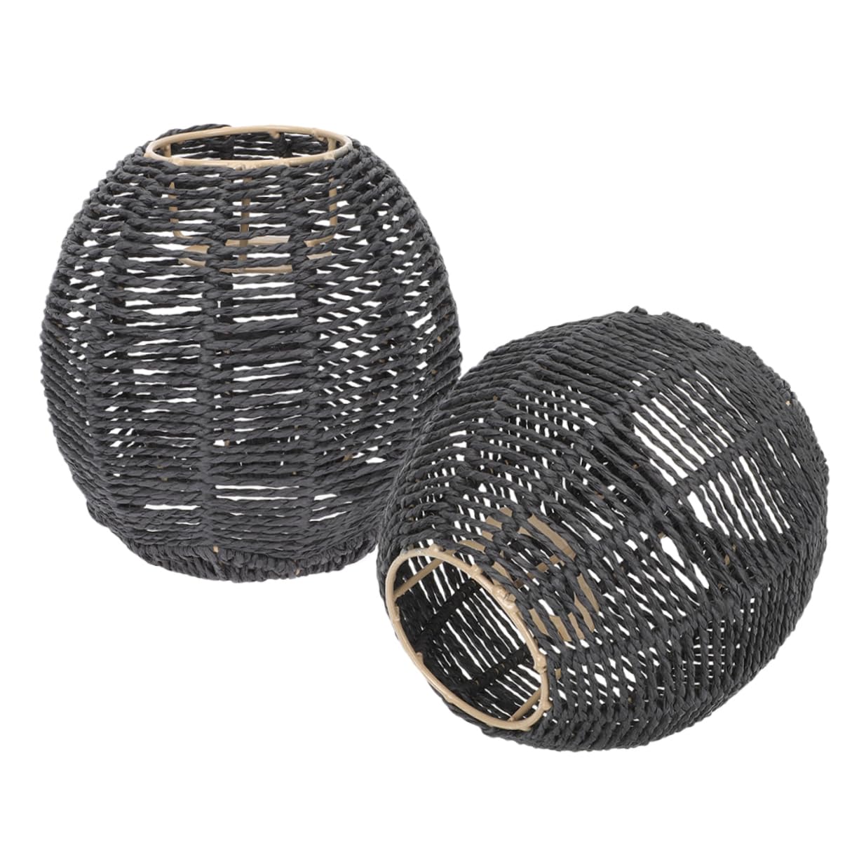 Operitacx 2pcs Black Paper Woven Lampshades Suspended Light Covers for Restaurant Hotel Pendant Lighting Festival Decor