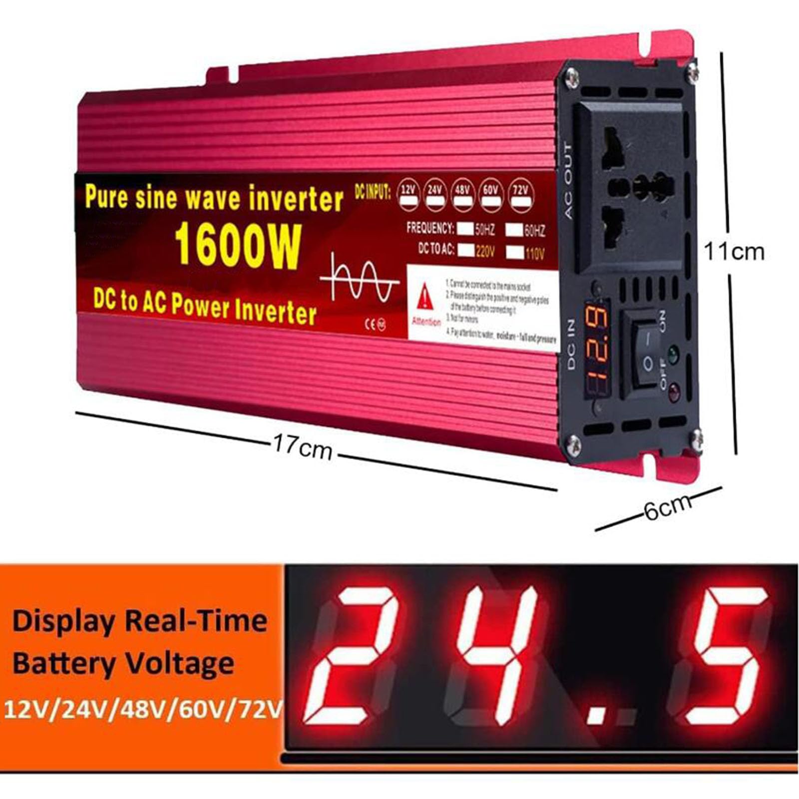 Przetwornica mocy Przetwornice czystej fali sinusoidalnej 1600 W 2200 W 3000 W Przetwornice DC 12 V/24 V/48 V/60 V na AC 110 V 220 V Transformator słoneczny