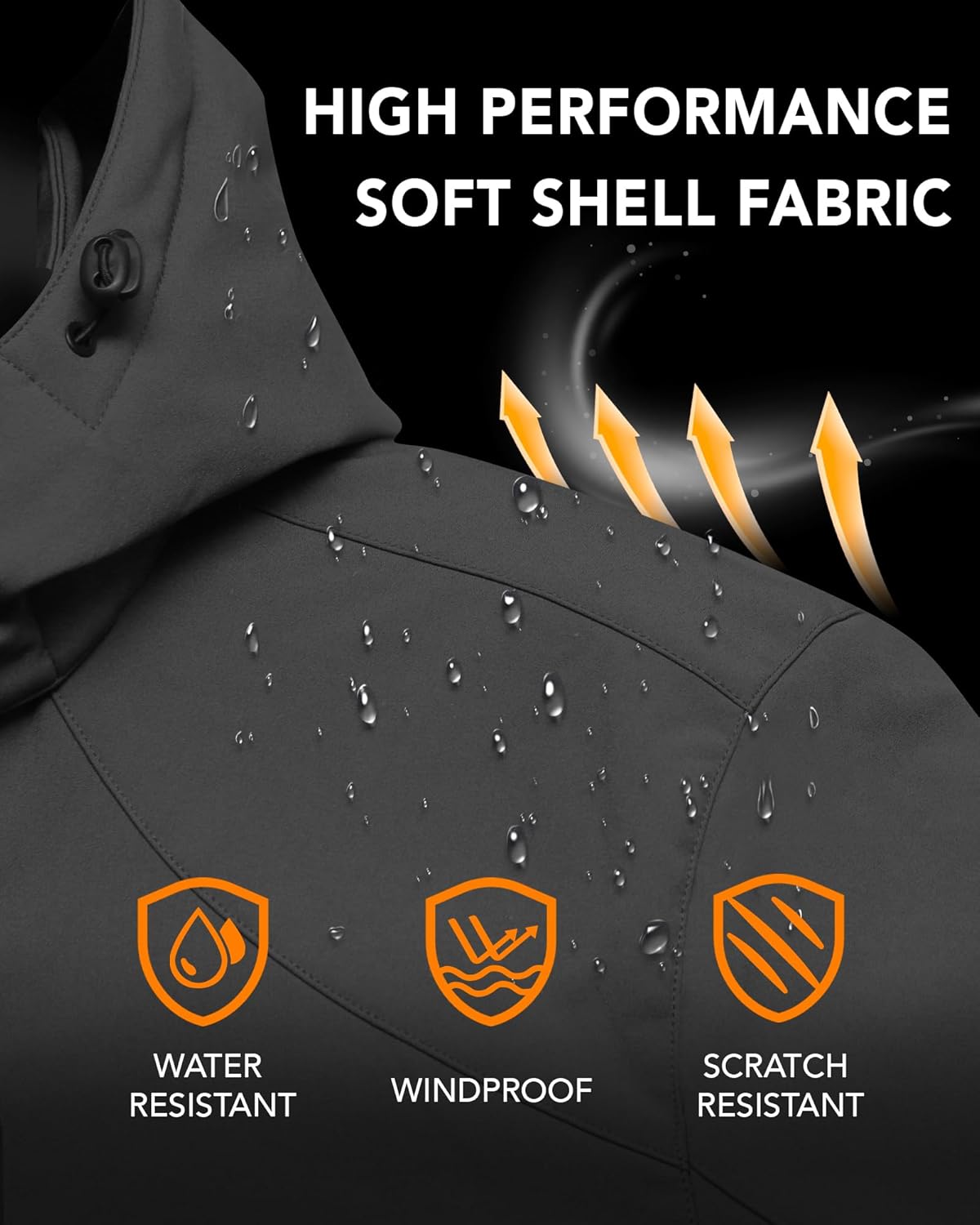 VERGOO Graphene Mens Heated Jackets with 18400mAh Battery Pack Winter Waterproof Electric Self Heating Coat with Hood - Image 5