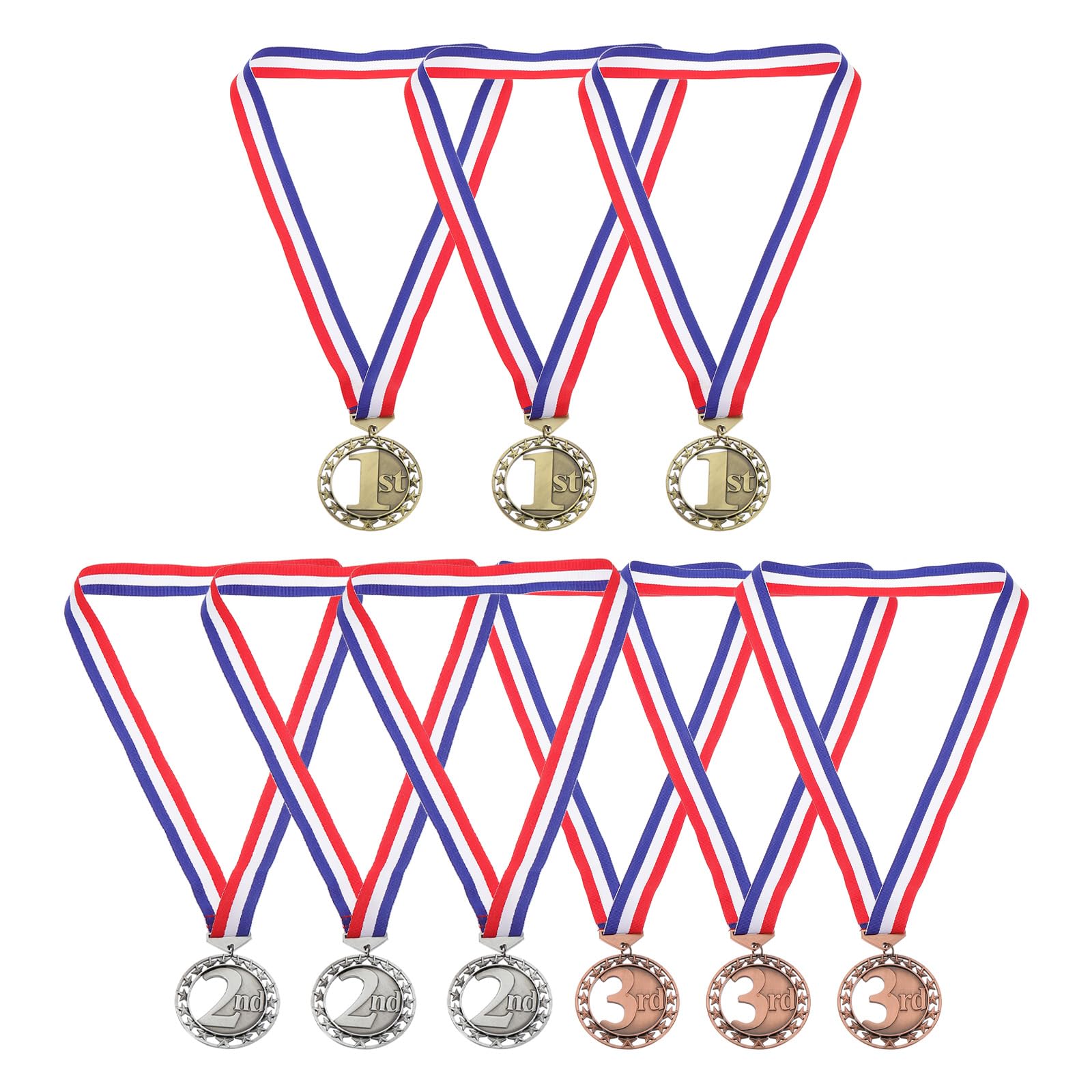 PATIKIL Medaglie Premio, 9 Pz 1° 2° 3° Medaglie di Competizione in Metallo Medaglie Vincitore con Nastro per Tornei, Eventi Sportivi, Feste, 3 Colori