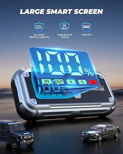 Miniatura 3 de Paquete de arranque de salto de 7000 A para automóvil, arrancador portátil de 12 V (hasta todos los motores diésel de 8.0 L) con pantalla LCD,