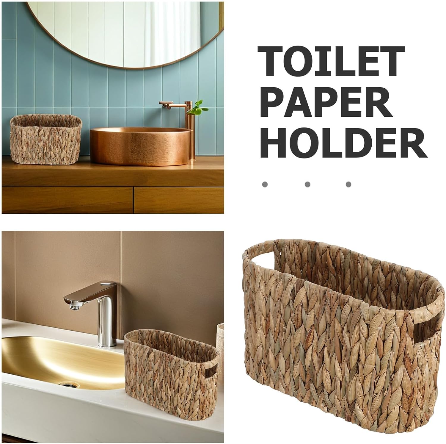 Toilet Paper Storage Basket: Toilet Paper Holder Wicker Basket - Bathroom Accessories Organizer Boho Hand Woven Rattan Decorative Decor