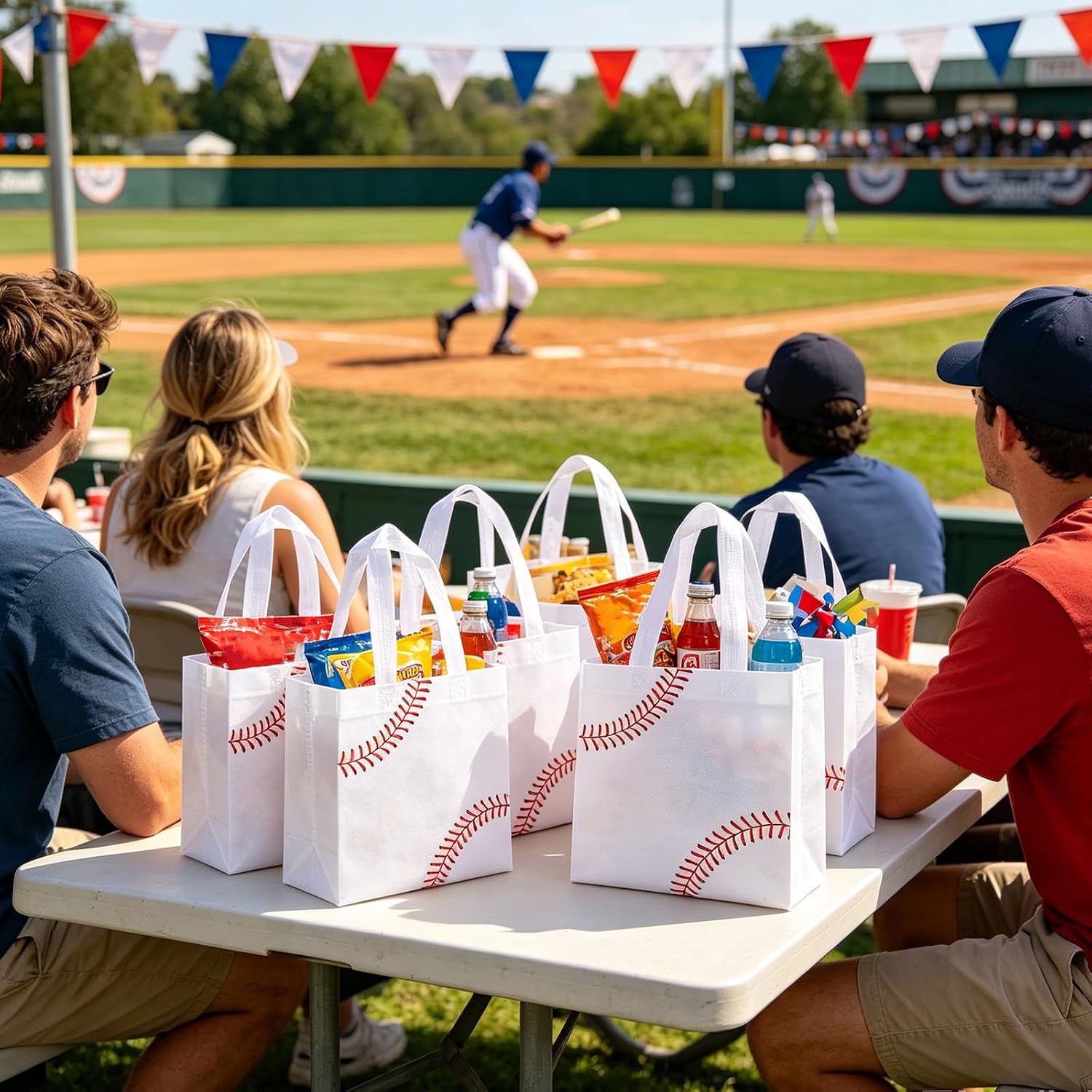 24 Baseball Snack Goodie Gift Bags, Matching Stickers,Premium Non, Woven Totes Multipurpose Gift Labels Perfect For Adult Sports Theme Party Team Events Coach Treats (Style B) image 5