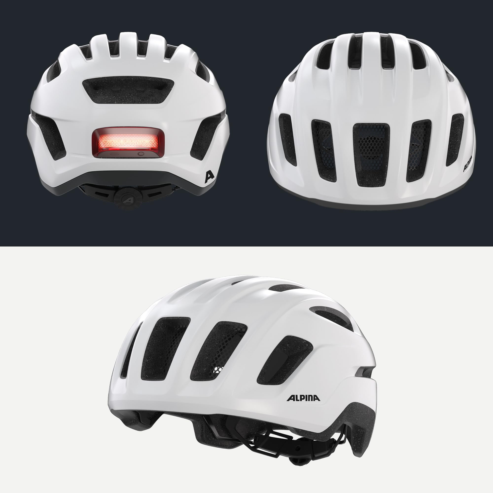 ALPINA Paranus Urban - Fahrradhelm mit LED-Rücklicht, Leichter Hi-EPS-Innenschale, großer Belüftung, individuell einstellbar und integriertes Insektennetz
