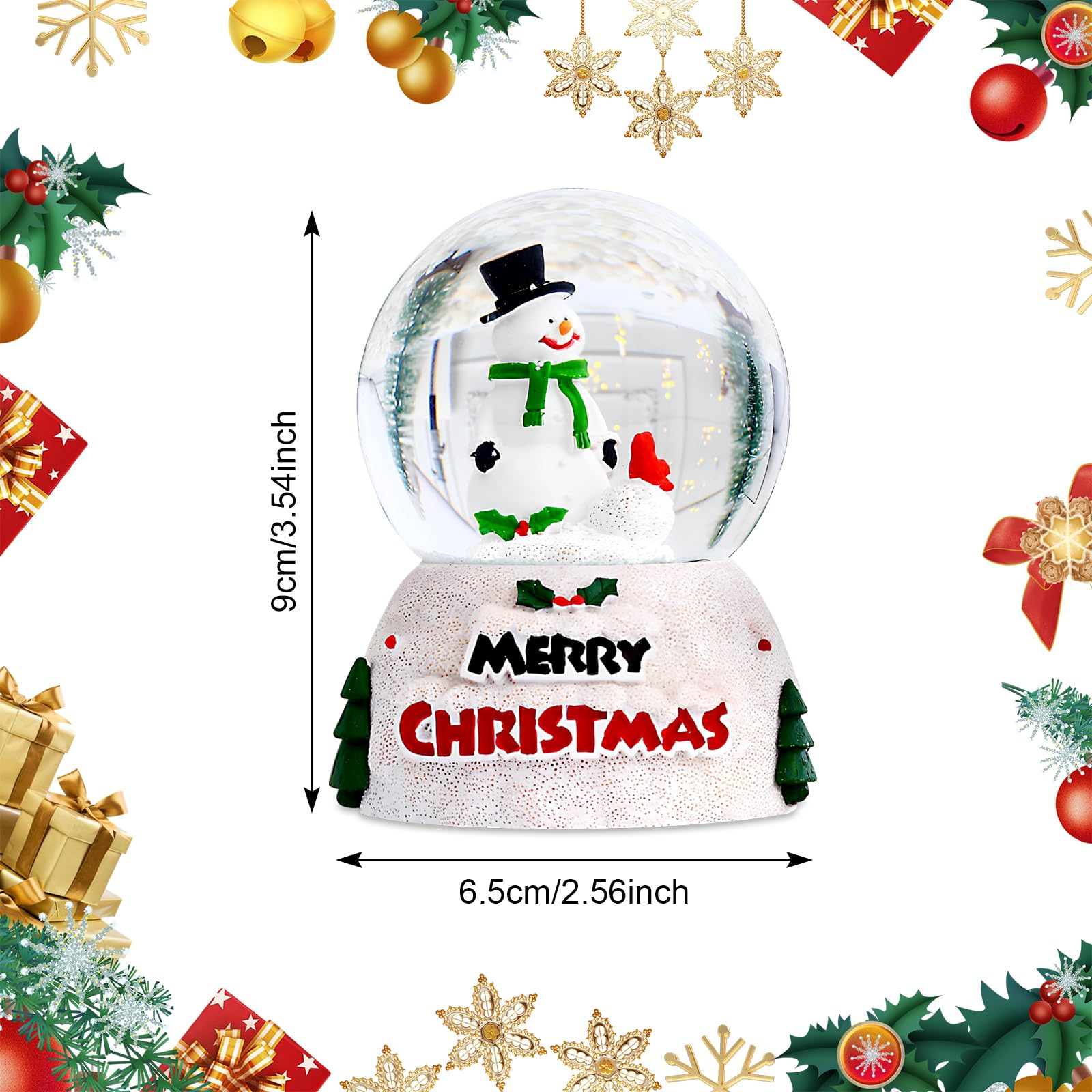 Palle di Vetro Natalizie con Luci LED, Sfera di Cristallo di Natale Brillante - Babbo Natale e Pupazzi di Neve - Globo di Neve di Natale Decorazioni da Tavola, Regali di Natale (Snowman di Natale)