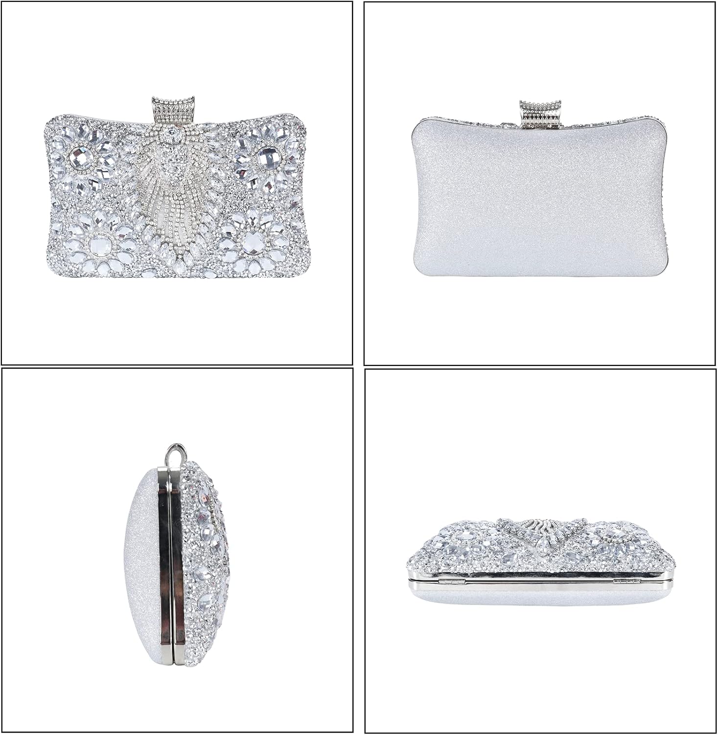 COAIMANEY Women Sparkly Rhinestone Clutch with Chains, Glitter Evening Handbag Purse Shoulder Bag for Wedding Party Prom - Image 6