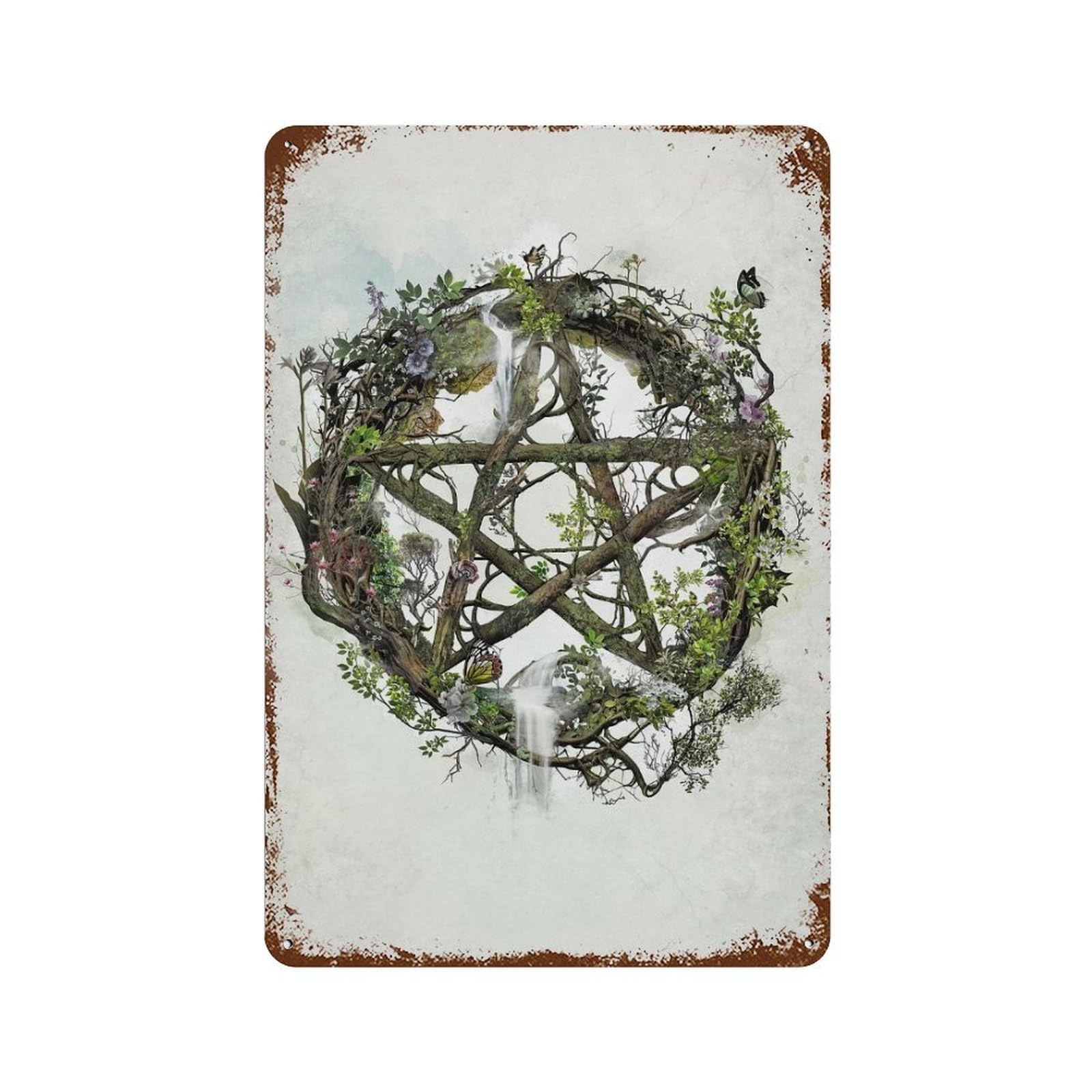 Naturally Wiccan Decorative Tin Sign 11.8"x7.9", Shabby Chic Decor for Garage, Pub Or Kitchen