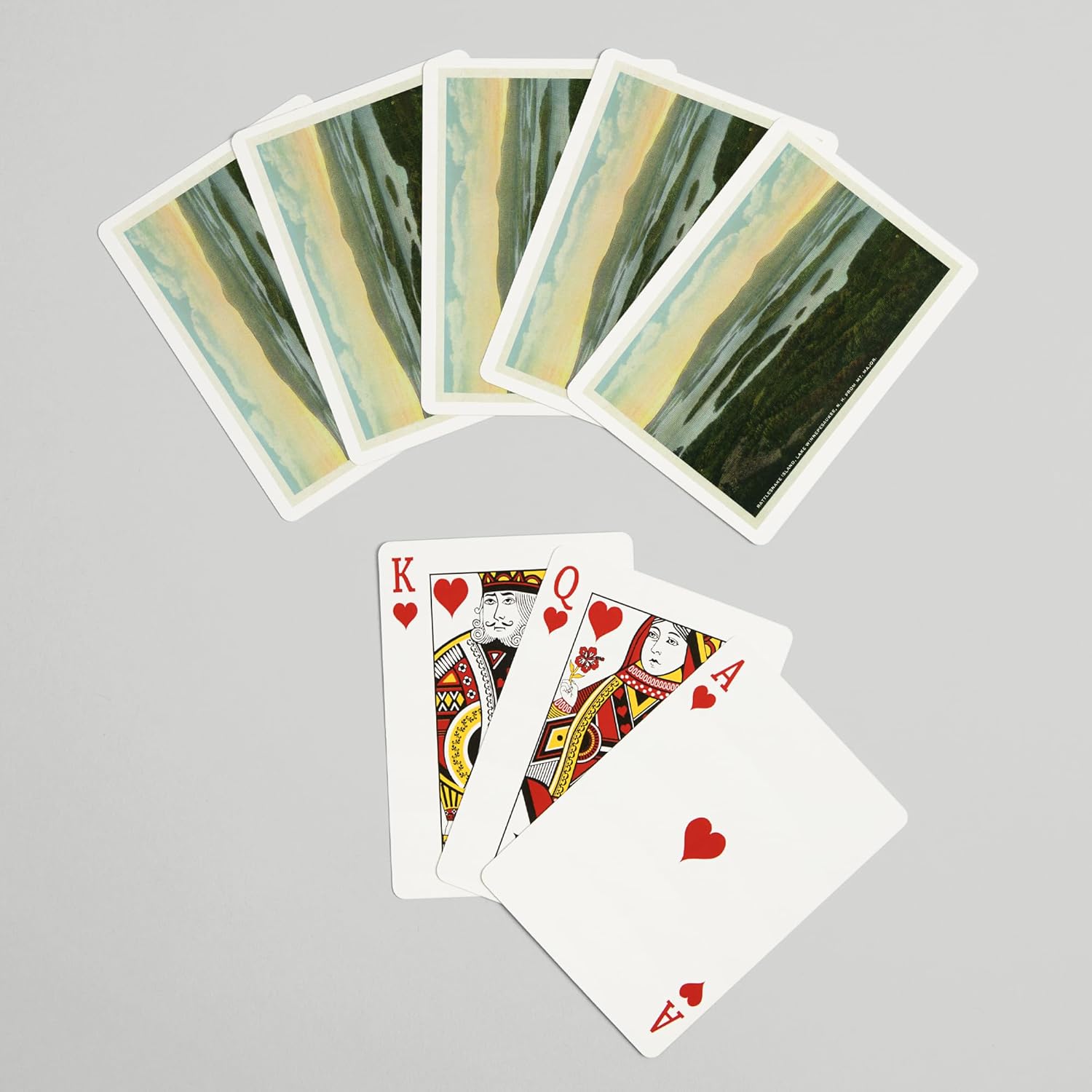 Lantern Press Lake Winnipesaukee, New Hampshire, Mt. Major View of Rattlesnake Island, Vintage Halftone, 52 Playing Cards for Adults, Poker Size Card Deck