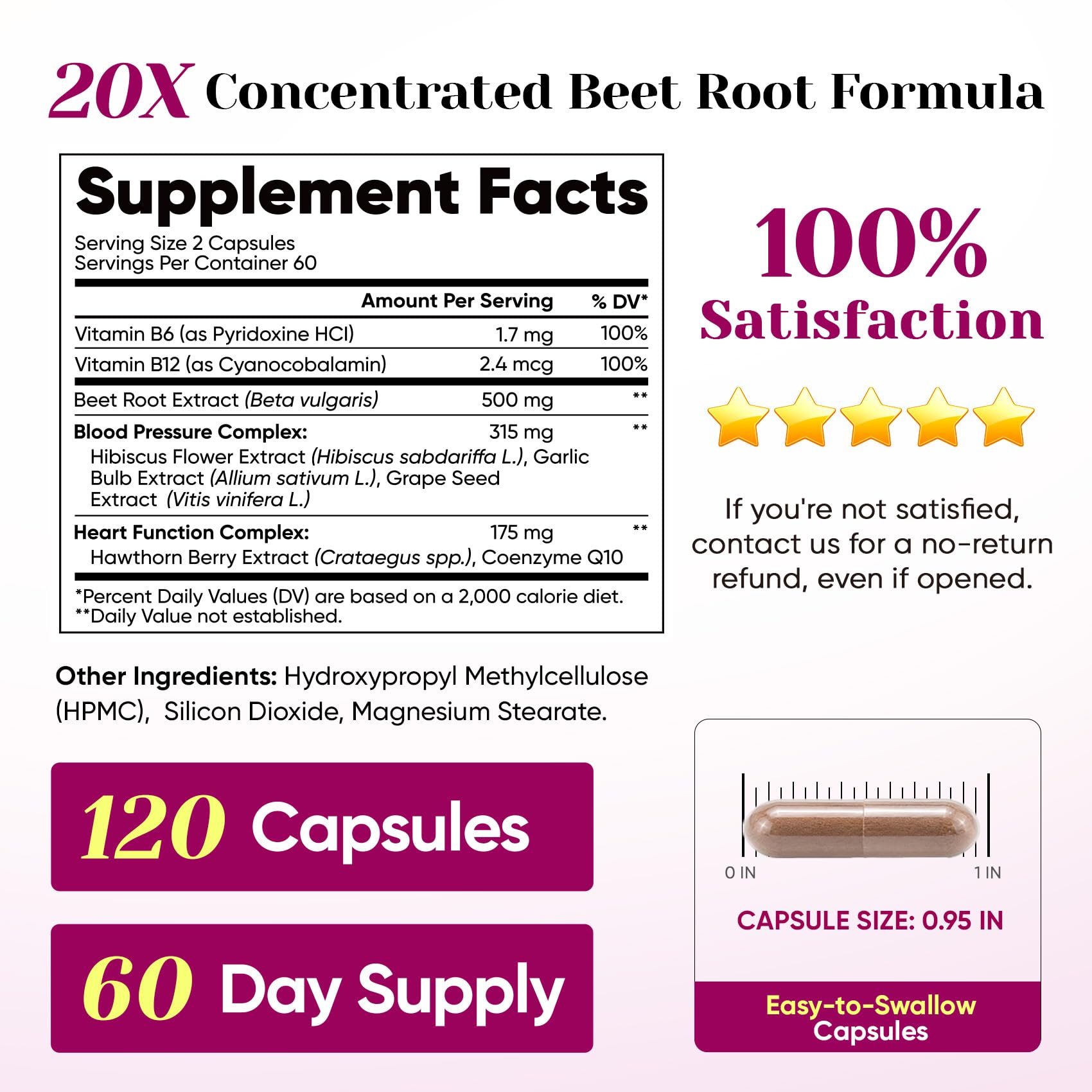 8 in 1 Beet Root Capsules for Healthy Blood Pressure Supplement - 120 Caps — Amazon image 9