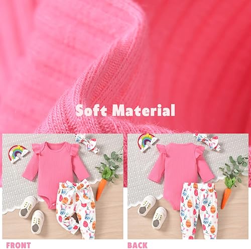 Miniatura 5 de Aalizzwell Conjunto de mameluco acanalado para bebé recién nacido prematuro para otoño e invierno