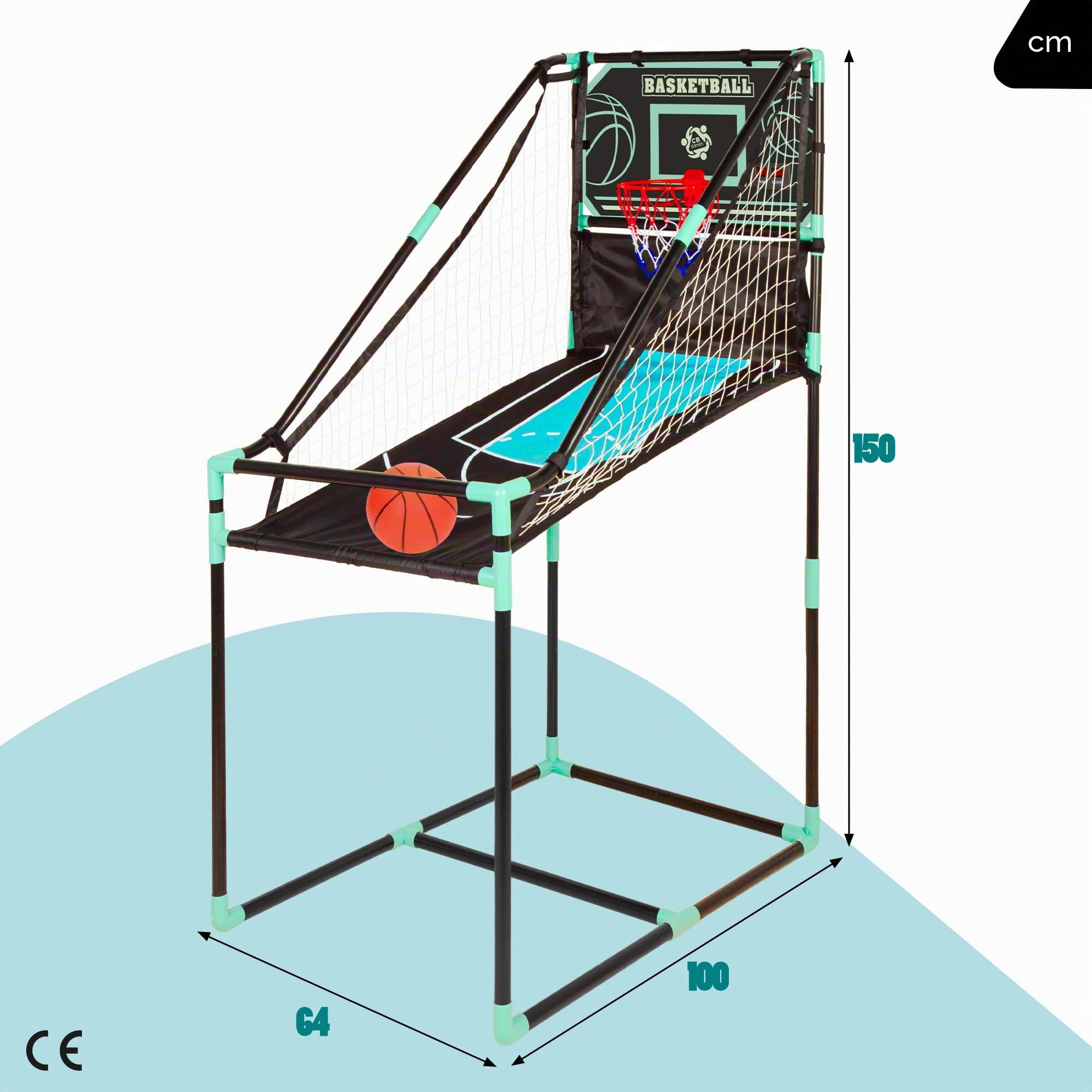 ColorBaby CB Games Panier de Basketball avec Marqueur électronique, Structure métallique de 64 x 100 x 150 cm, Design Retour, Inclut des Ballons, Idéal pour Jouer en intérieur dès 3 Ans (47999)