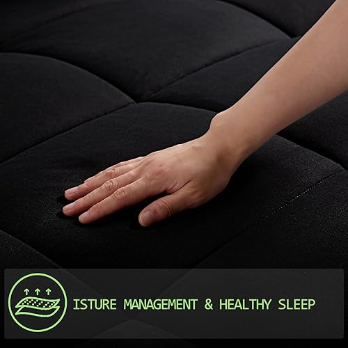 Miniatura 5 de Juego de edredón Queen de 3 piezas, alternativa de plumón de ganso con 2 fundas de almohada, extra grueso, suave y cómodo, lavable a máquina (Queen,