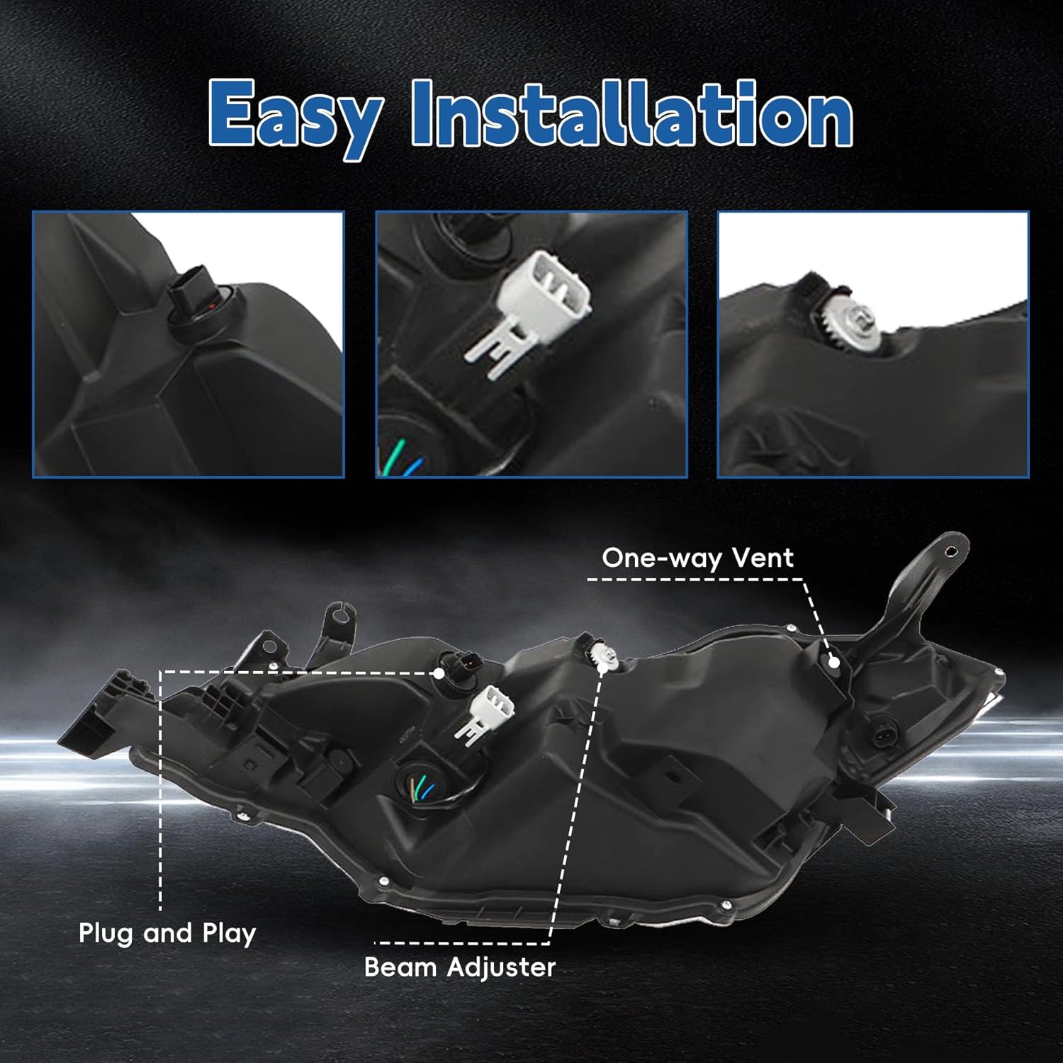 Silscvtt Headlights Assembly Driver and Passenger Side Compatible Replacement for 2017-2019 Toyota Corolla CE/L/LE/LE ECO OE Style