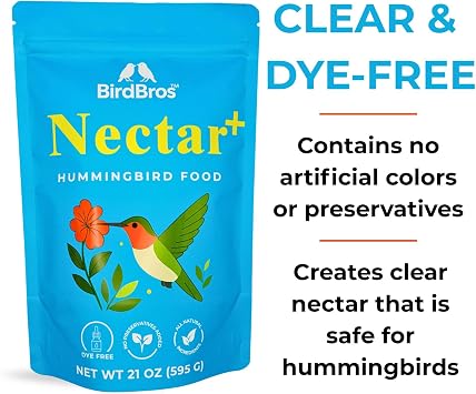BIRDBROS Hummingbird Nectar Powder Nectar+ Hummingbird Food for Feeders All-Natural, Dye-Free, No Boil, Easy Mix Pure Cane Sugar, Hummingbird Feeder Refill, Made in USA Makes 96 oz