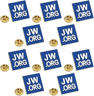 شهود يهوه - دبوس علامة أزرق مربع - مشبك ربط الرقبة والقبعة من JW.org - بدلات نسائية أو رجالية - 10 قطع دبابيس ياقة شهود يهوه