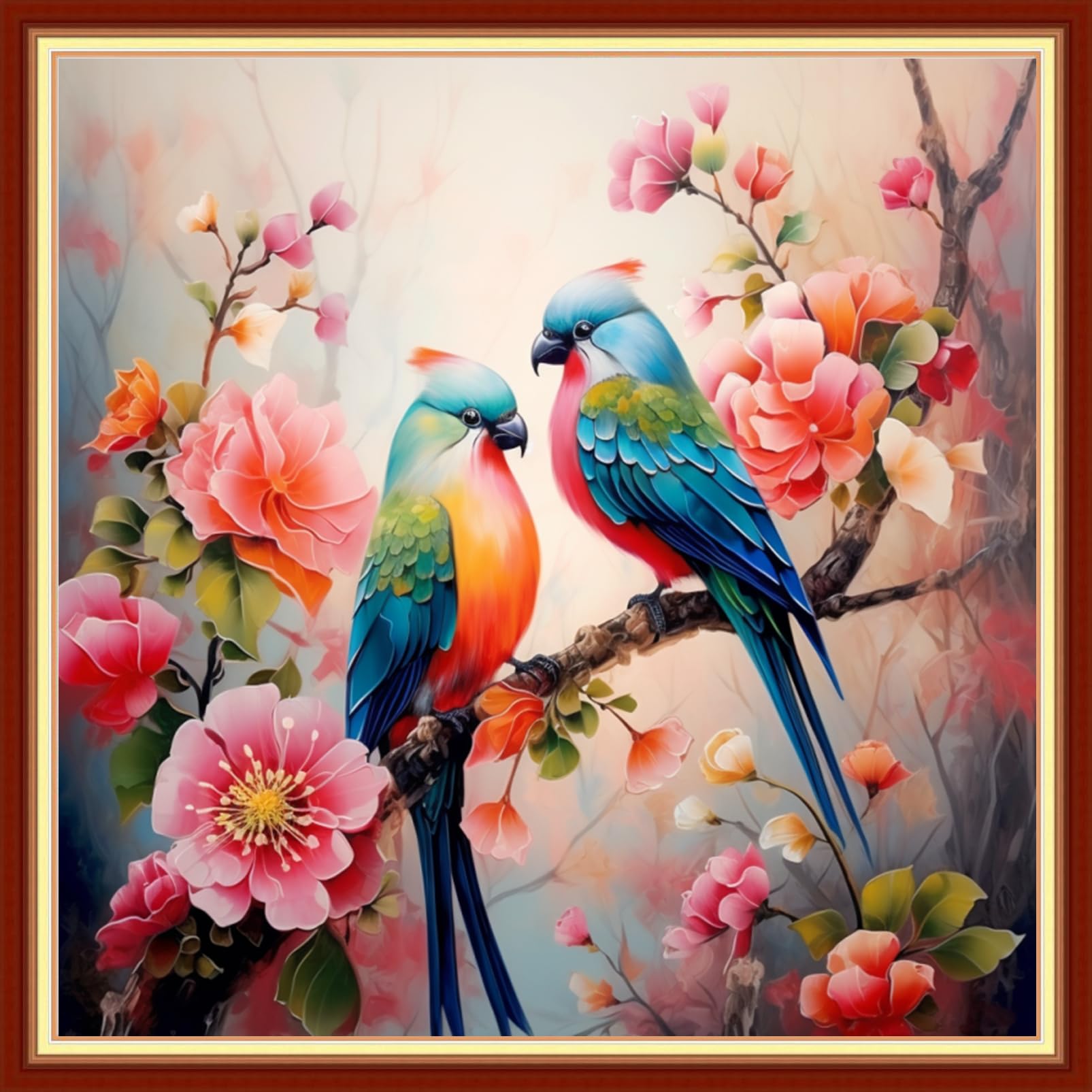 Findvoor Stamped Cross Stitch Kits for Beginners Full Range of Cross Stitching Embroidery Pattern for Adults, 11CT DIY Needlepoint Embroidery Starter Kits-Flower bird 17.7x17.7 inch