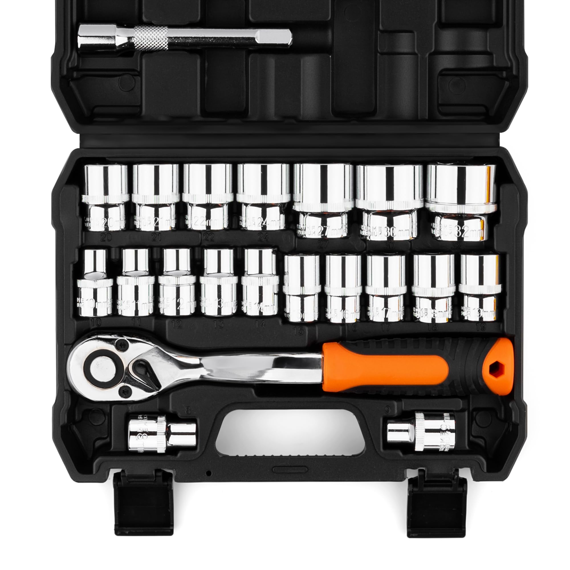 Ensemble de 21 pièces de clés à cliquet 1/2" Kit d'outils Coffret de clés à cliquet Coffret de douilles Coffret à cliquet Coffret à douilles Ensemble de clé à cliquet et douille