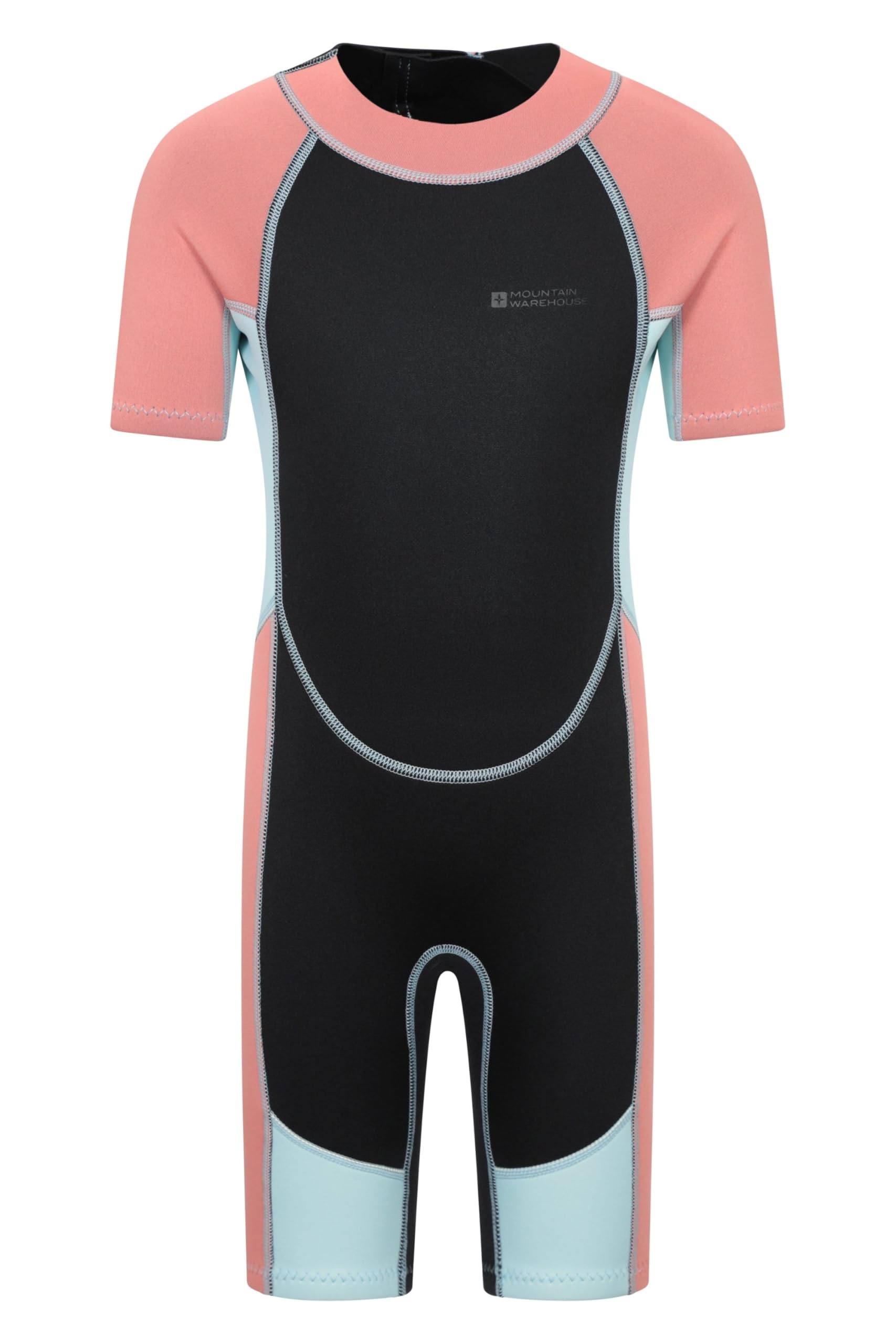 Mountain Warehouse Kids Shorty Wetsuit - 2.5mm Thickness, Flat Seams, Easy Glide Zip Children's Wetsuit, Neoprene, Adjustable Neck Closure - Spring Summer, Swim Light Pink (Kids) Kids Size 3-4 Years — image 1