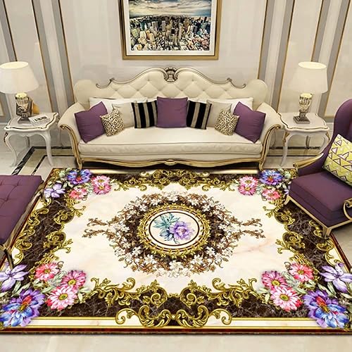 Alfombras para Salas - Elegante alfombra oriental de lujo con estampado de flores, minimalismo nórdico, alfombra de área grande, antideslizante,
