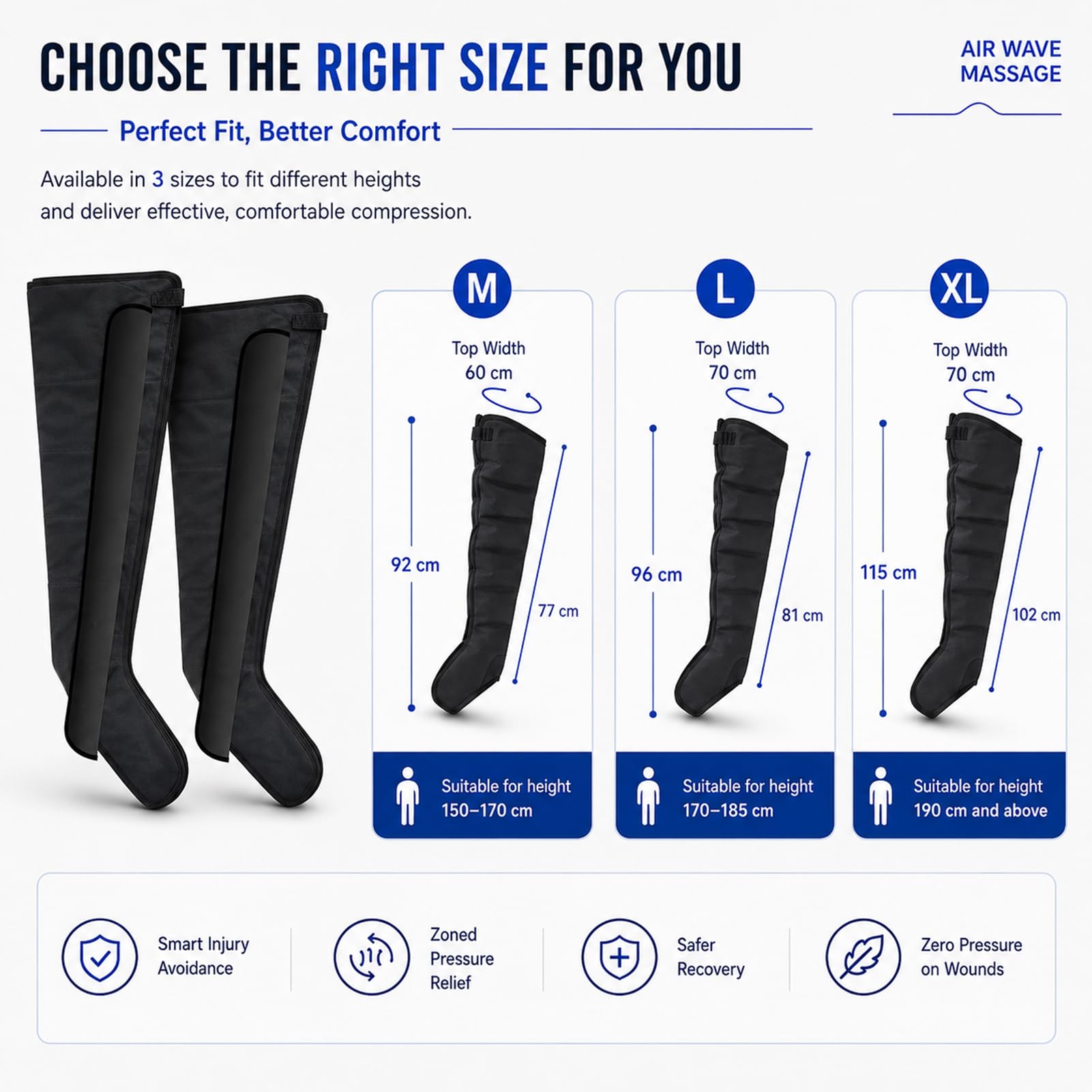 Botas de Compresión para Presoterapia Piernas, Temporizador 15-60 Min