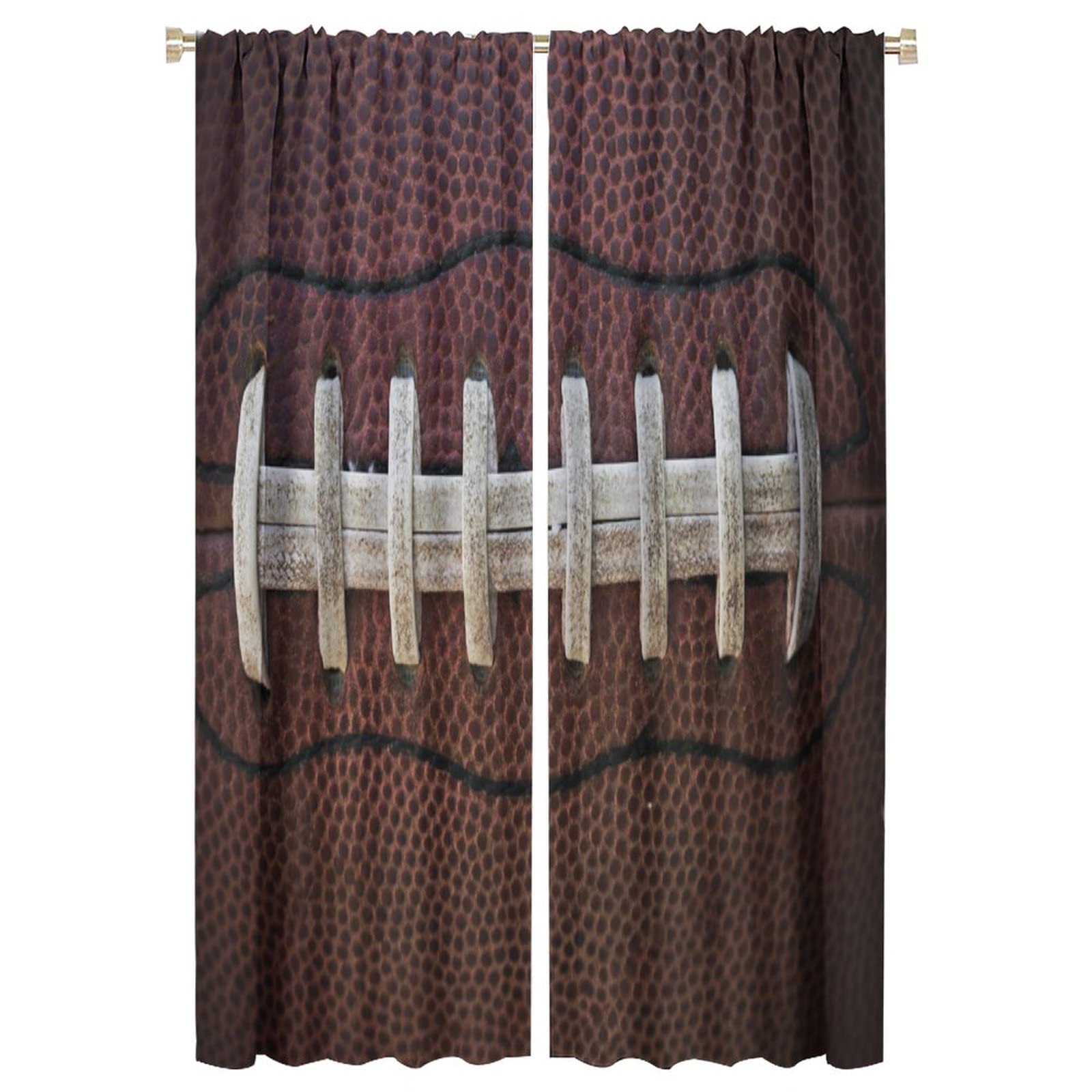 JESTRONRY American Football Blackout Curtain,Rugby Football Traditional Sport Close Up Window Treatments Curtains for Boys Kids Teens Men Bedroom Living Room Home Decor W42xL63in