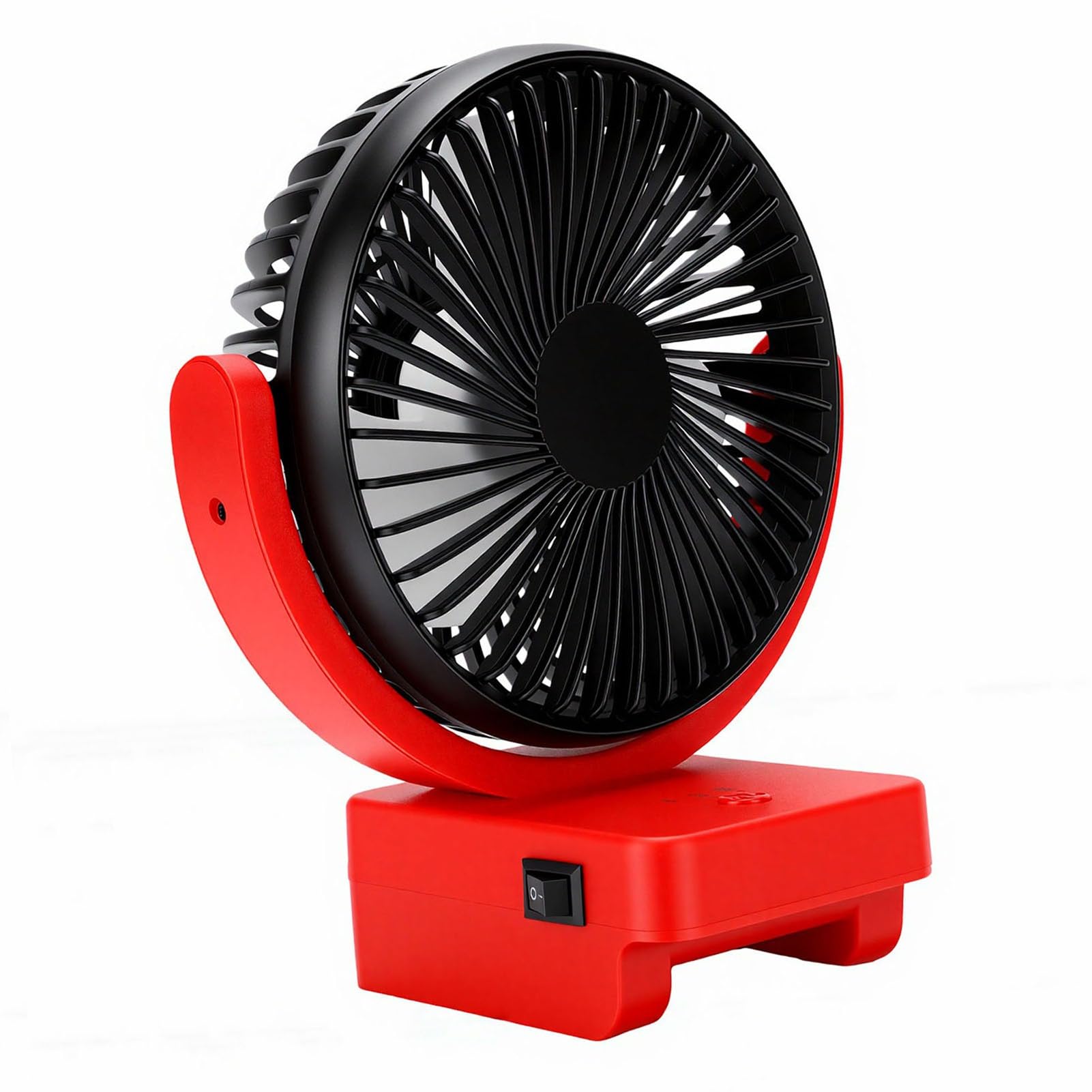 Eujgoov Kabelloser Tragbarer Ventilator mit USB-A- und Typ-C-Aufladung für Camping und Baustelle. Bürstenloser 18-V-Motorventilator mit 3 Geschwindigkeiten und 360-Grad-Drehung Im
