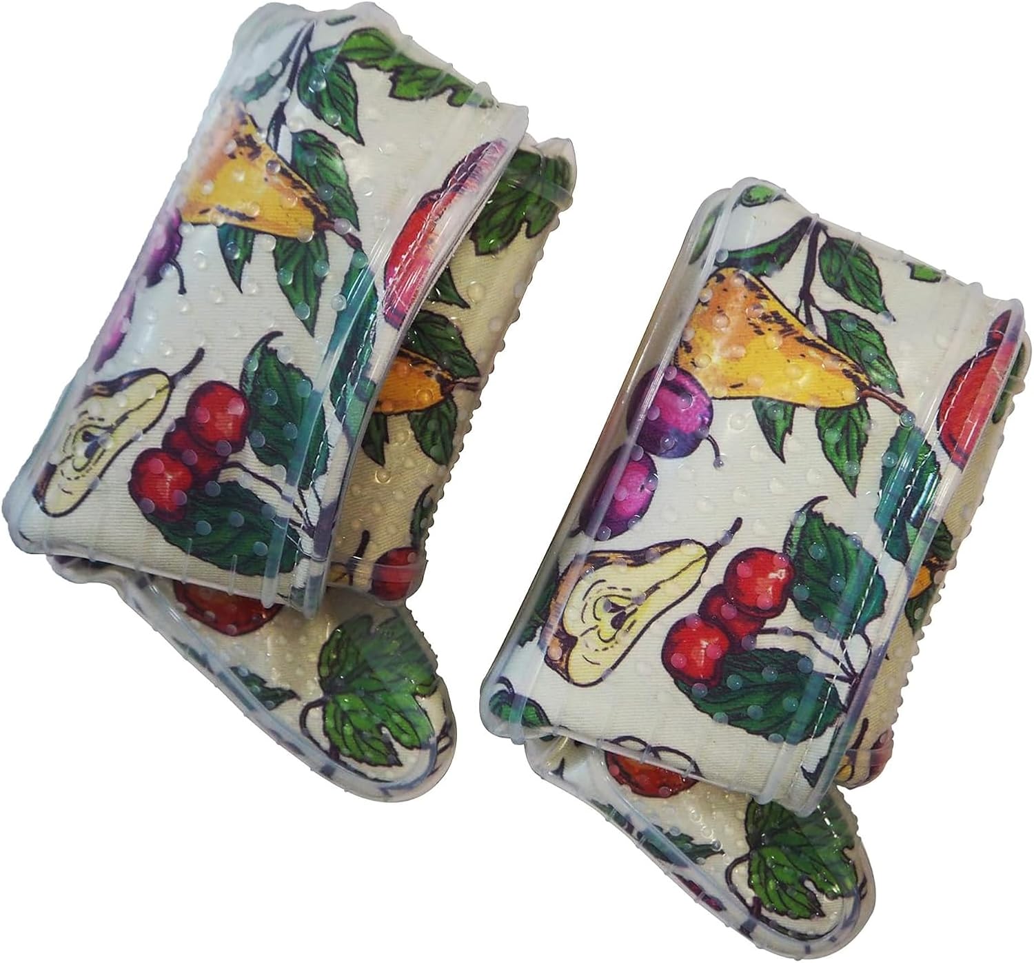 Oven Mitts Set of 2 with Transparent Clear Silicone Shell and Nice Friut Flower Cotton Lining, Heat Resistant to 500 F Kitchen Oven Gloves Pot Holder for Cooking (Friut Flower, Oven Mitts) - Image 4