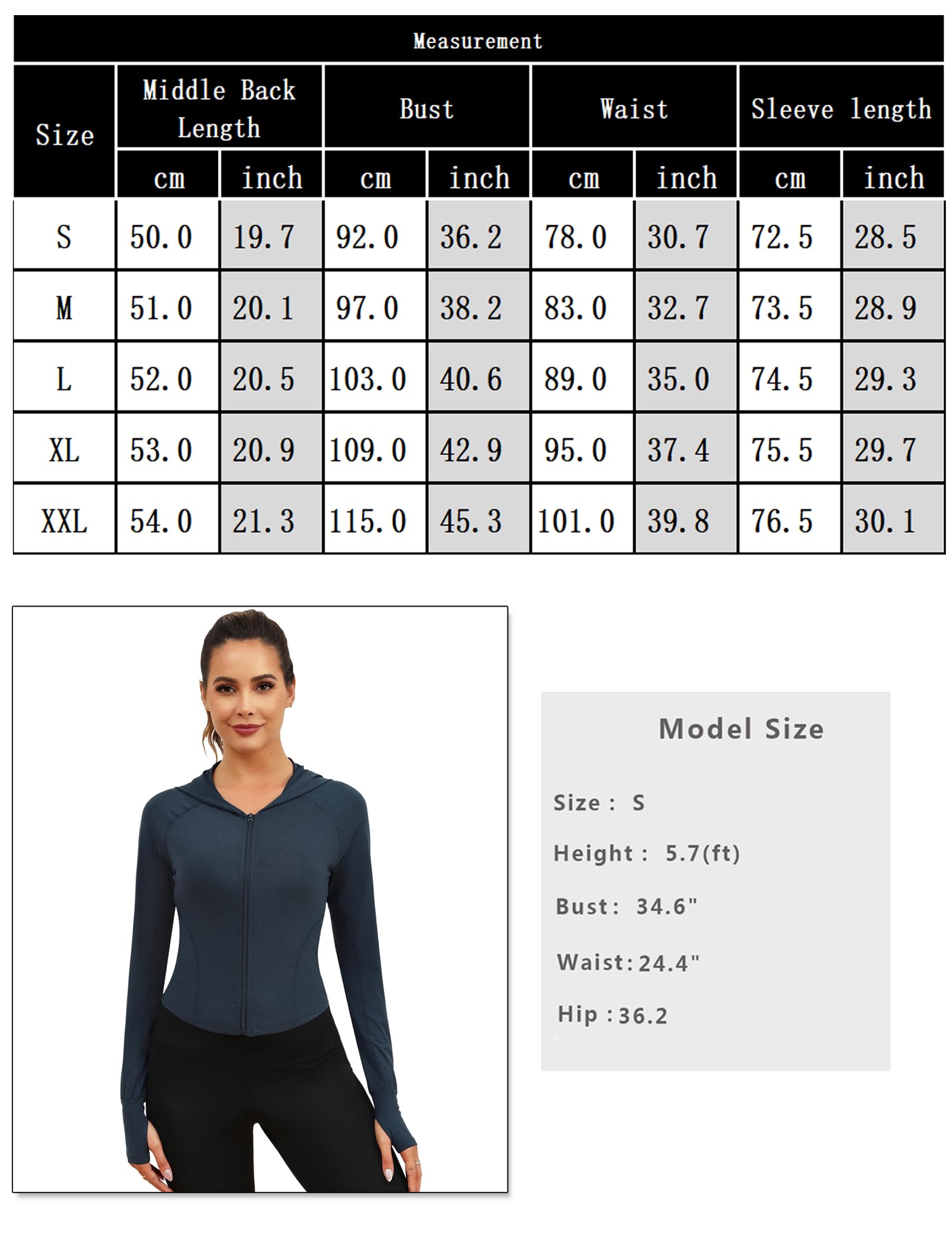 Terecey Damska kurtka sportowa z kapturem Kurtka do biegania, Joga Trening z długim rękawem, sportowa koszula fitness, slim fit