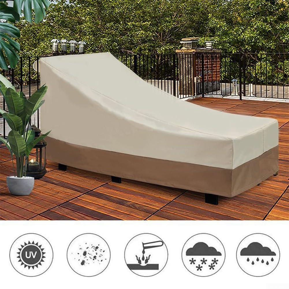 Funda para tumbona de exterior de alta calidad, protector de muebles de patio de tela de doble capa con asas de ventilación resistente a la intemperie para silla reclinable de jardín, 77 x