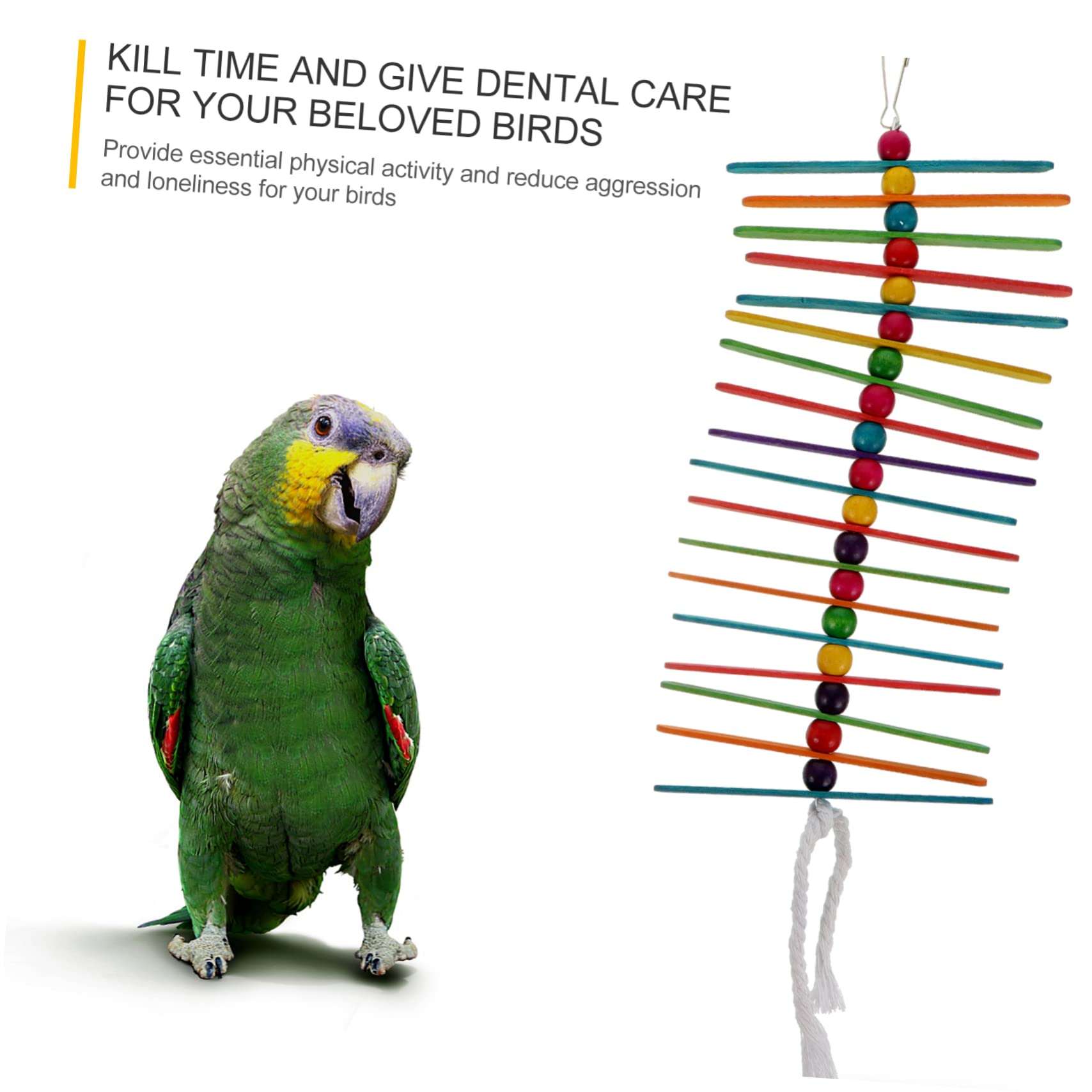 Totority Parrot Bite String Toys Wooden Climbing Frame Bird Plaything Bird Chew Toys Set